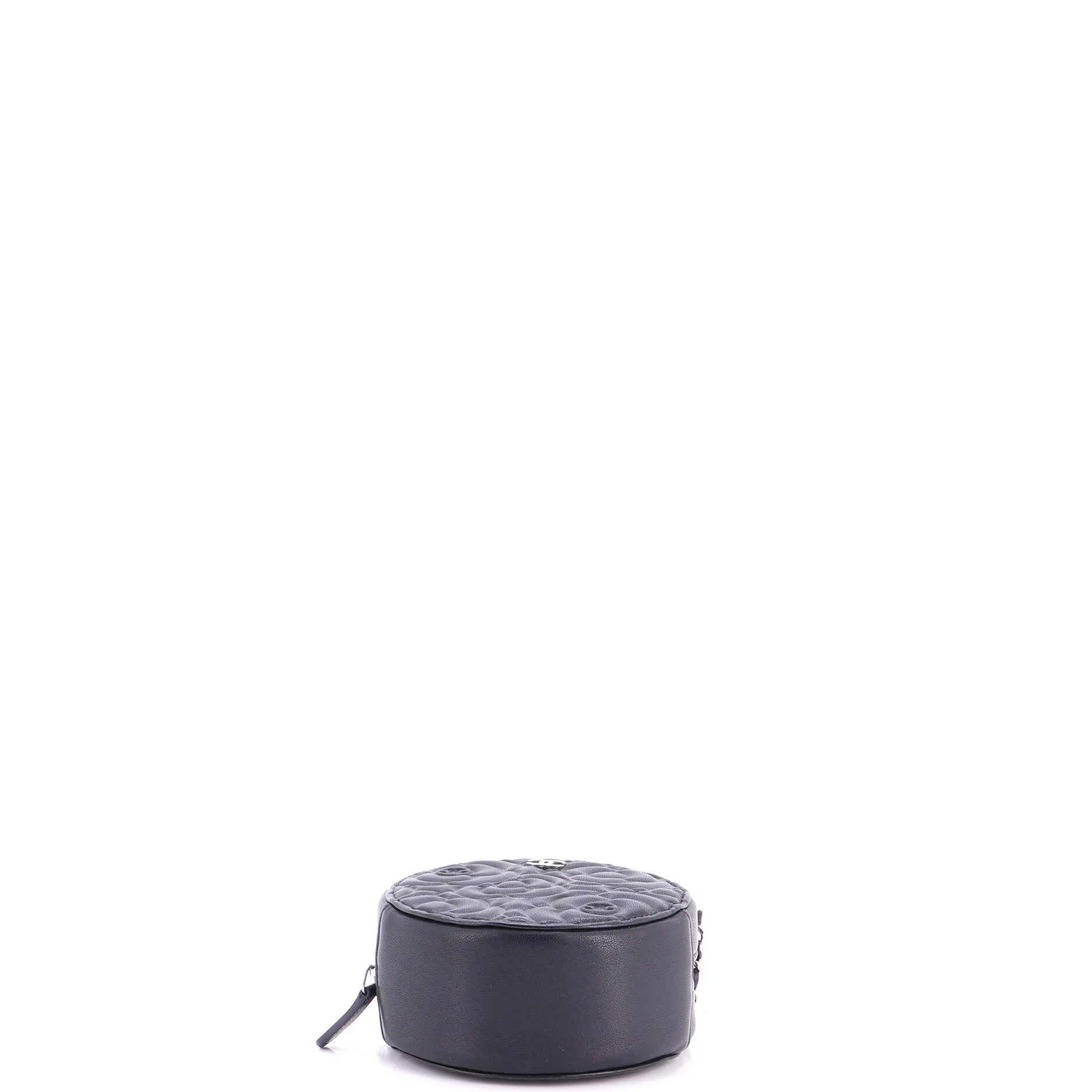 Round Clutch with Chain Camellia Goatskin Mini - Image 4