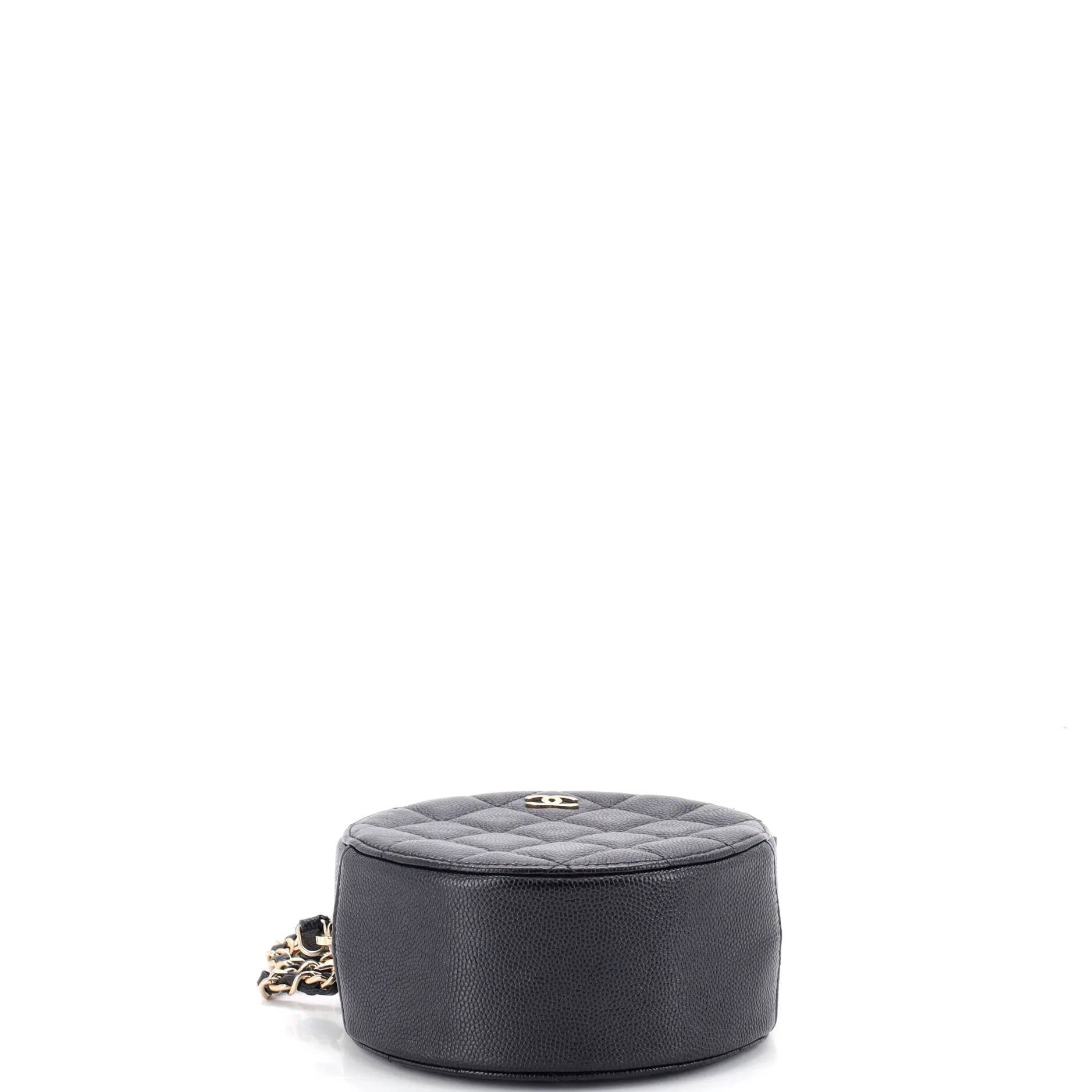 Round Clutch with Chain Quilted Caviar Mini - Image 4