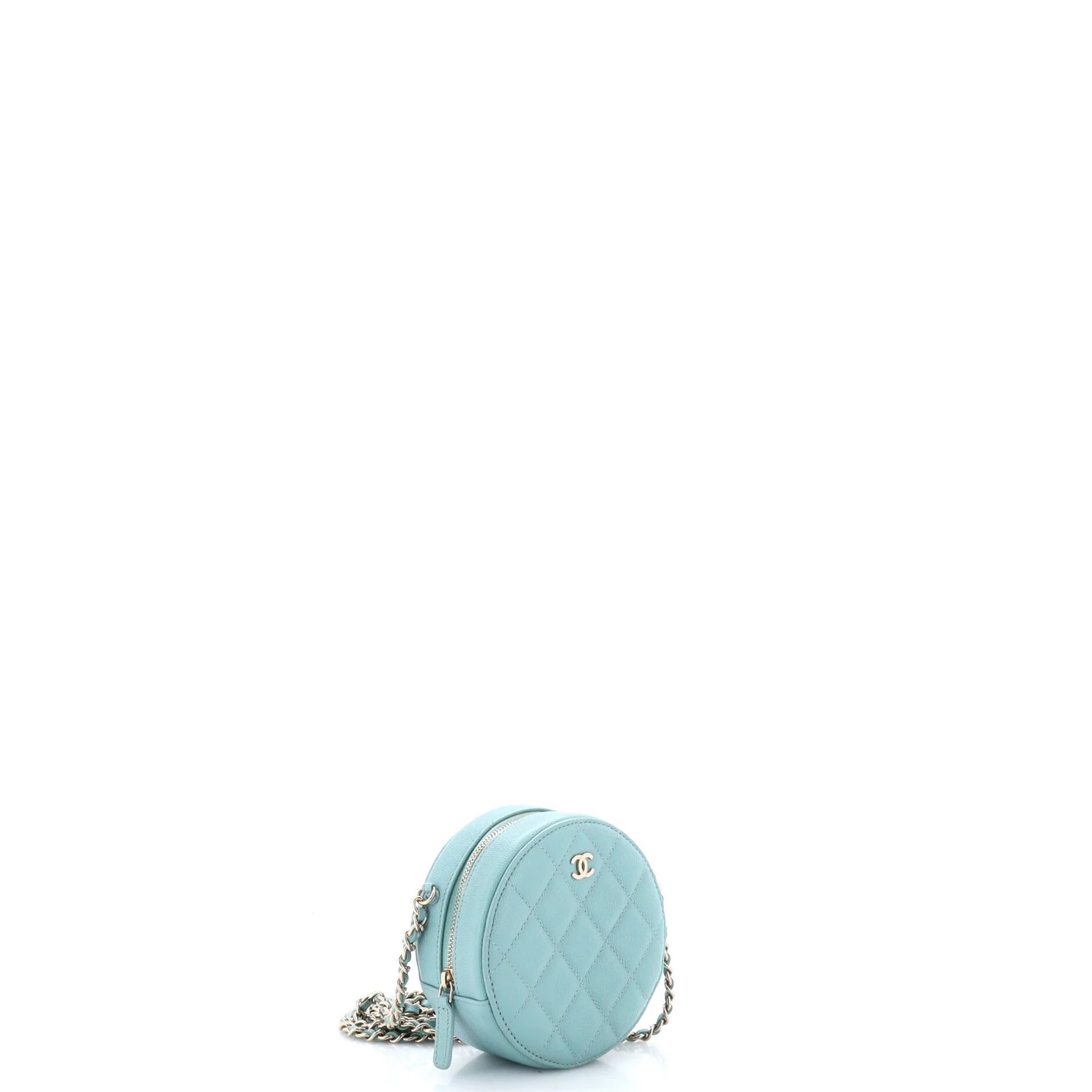 Round Clutch with Chain Quilted Caviar Mini - Image 2
