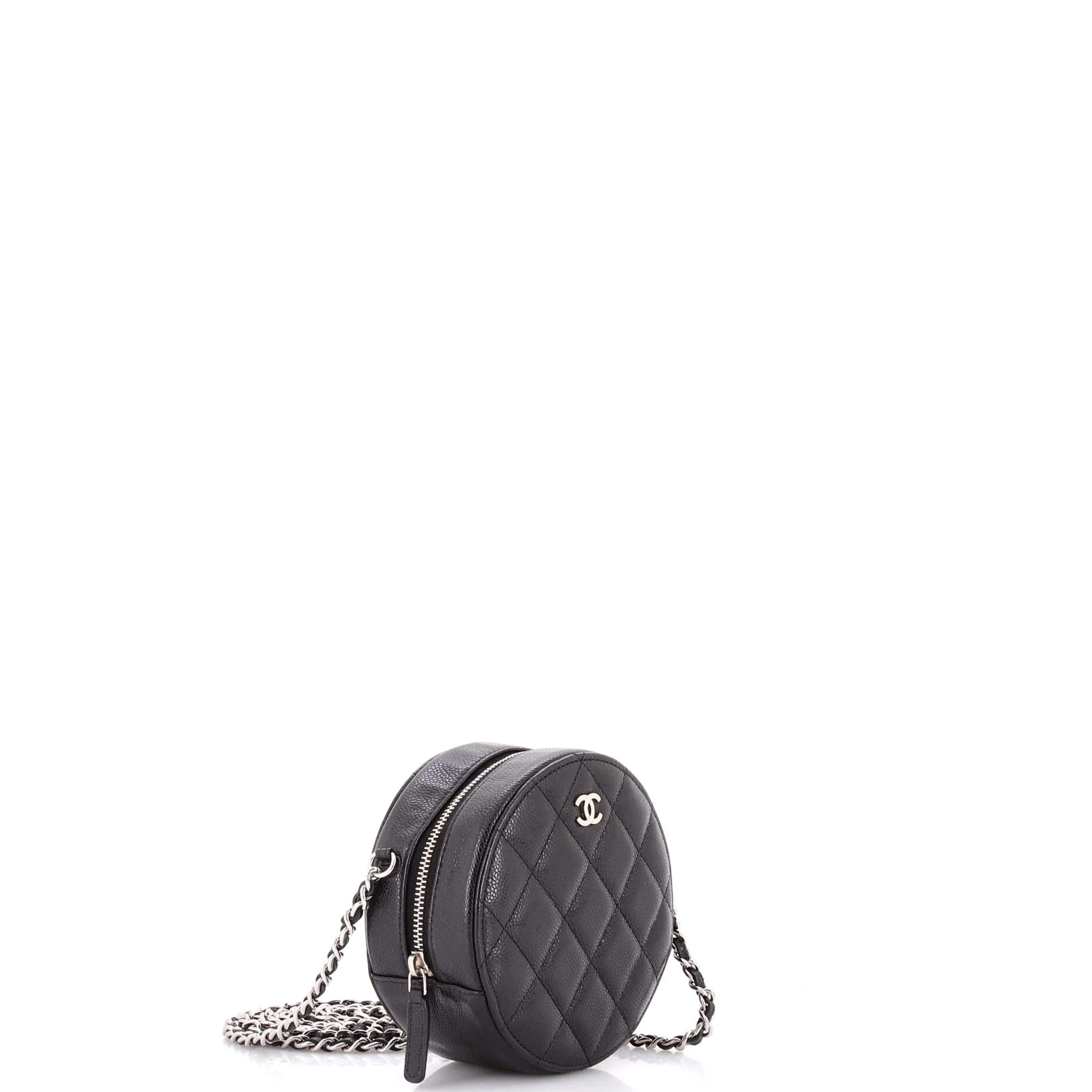 Round Clutch with Chain Quilted Caviar Mini - Image 2