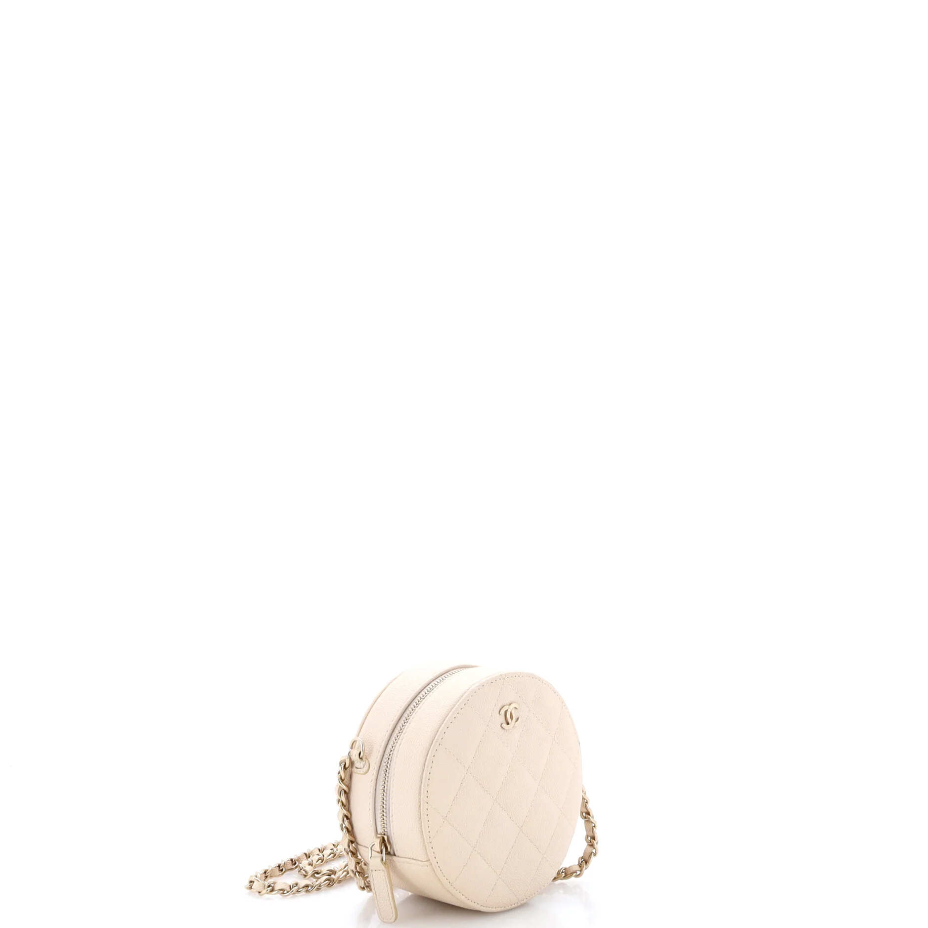 Round Clutch with Chain Quilted Caviar Mini - Image 2