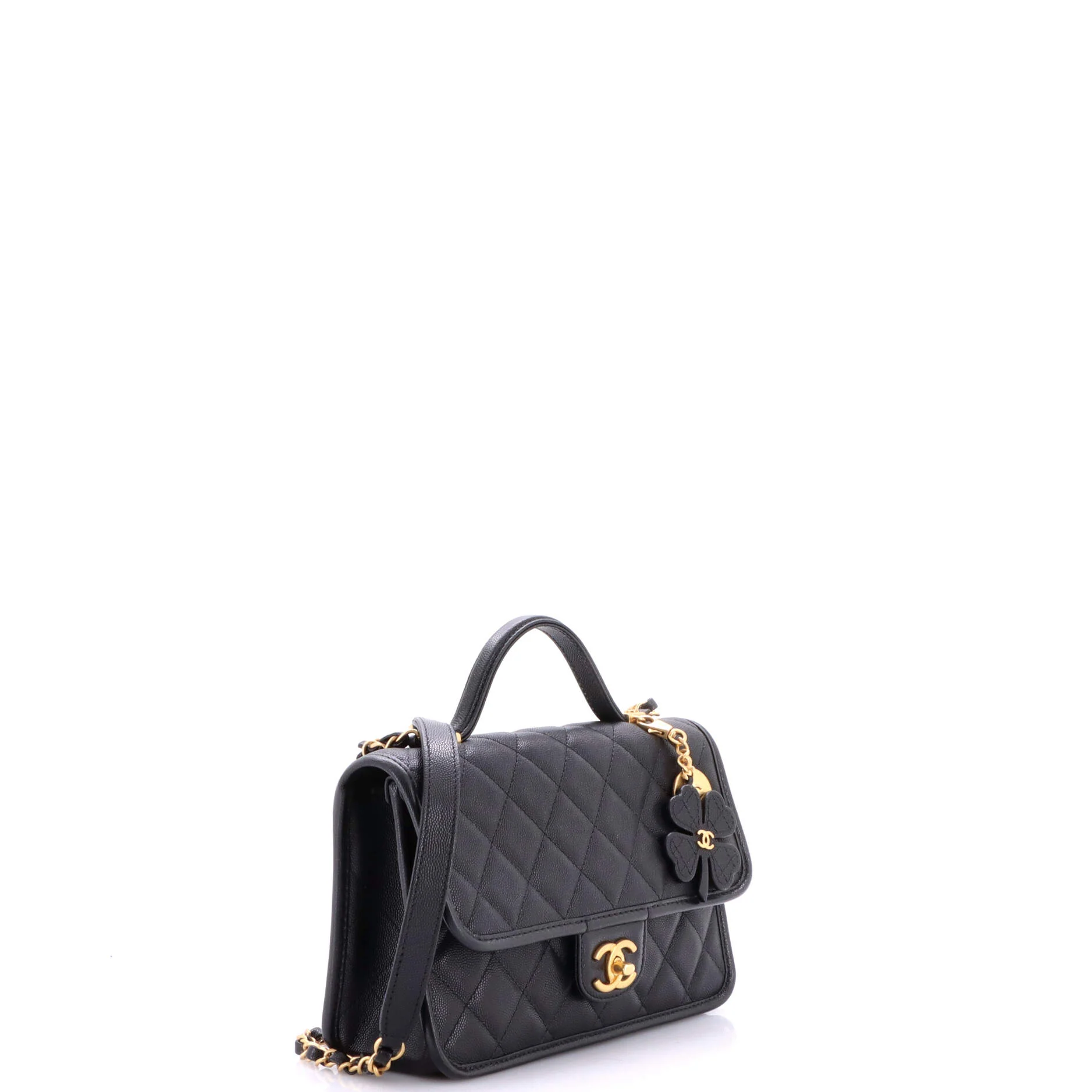 School Memory Top Handle Flap Bag Quilted Caviar Small - Image 2