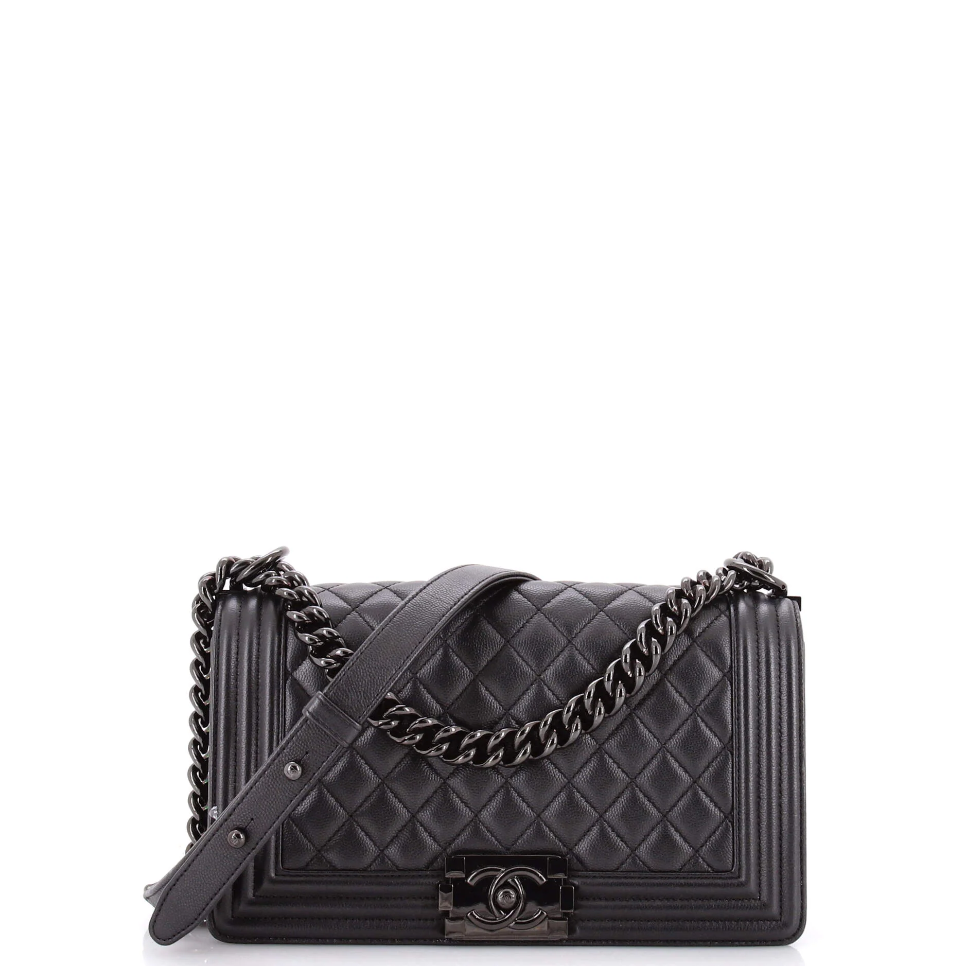 So Black Boy Flap Bag Quilted Caviar Old Medium