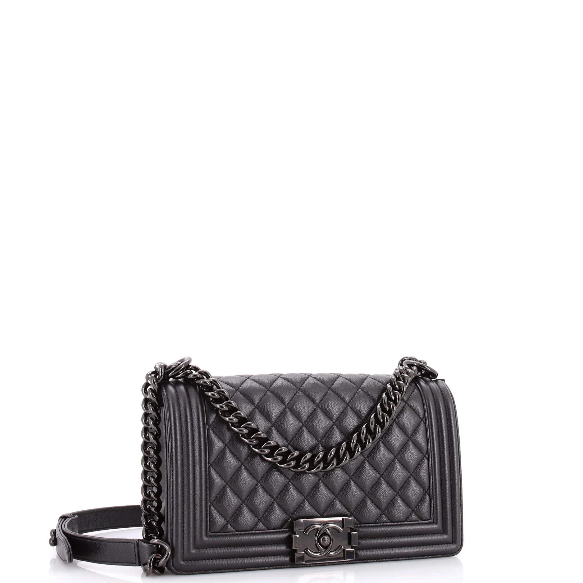 So Black Boy Flap Bag Quilted Caviar Old Medium - Image 2