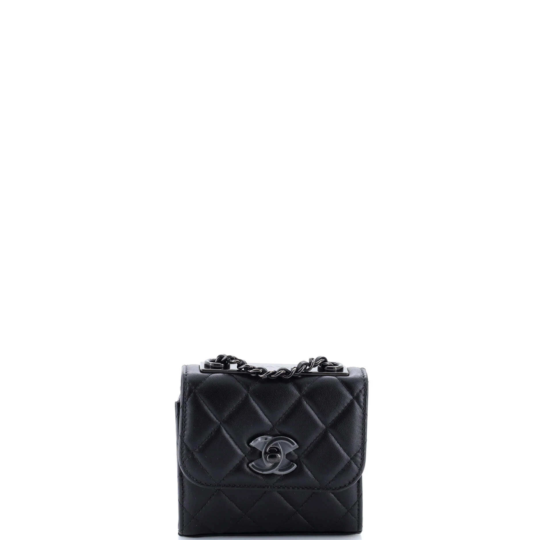 So Black Trendy CC Clutch with Chain Quilted Lambskin Small
