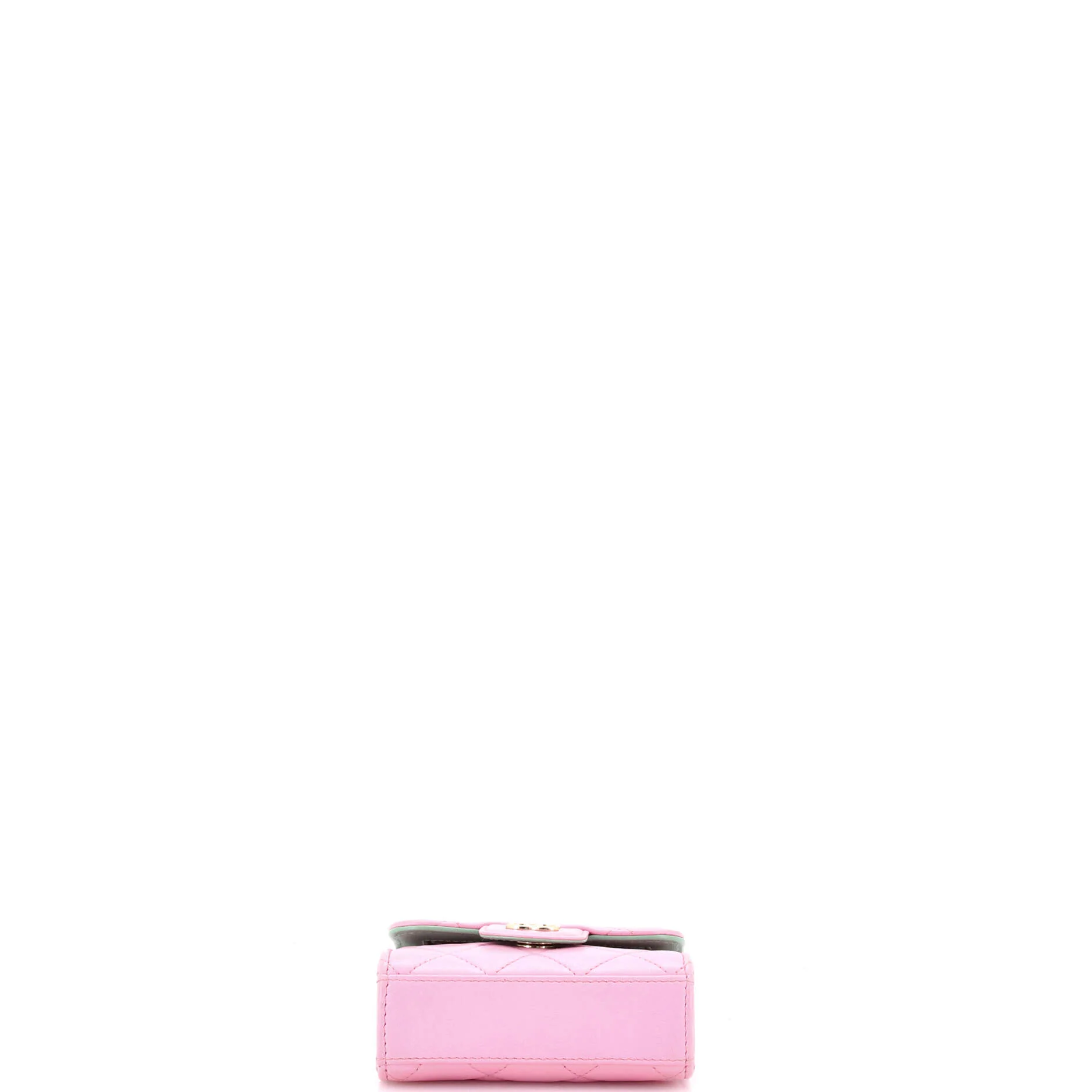 Square Classic Flap Top Handle Clutch with Chain Quilted Lambskin - Image 4