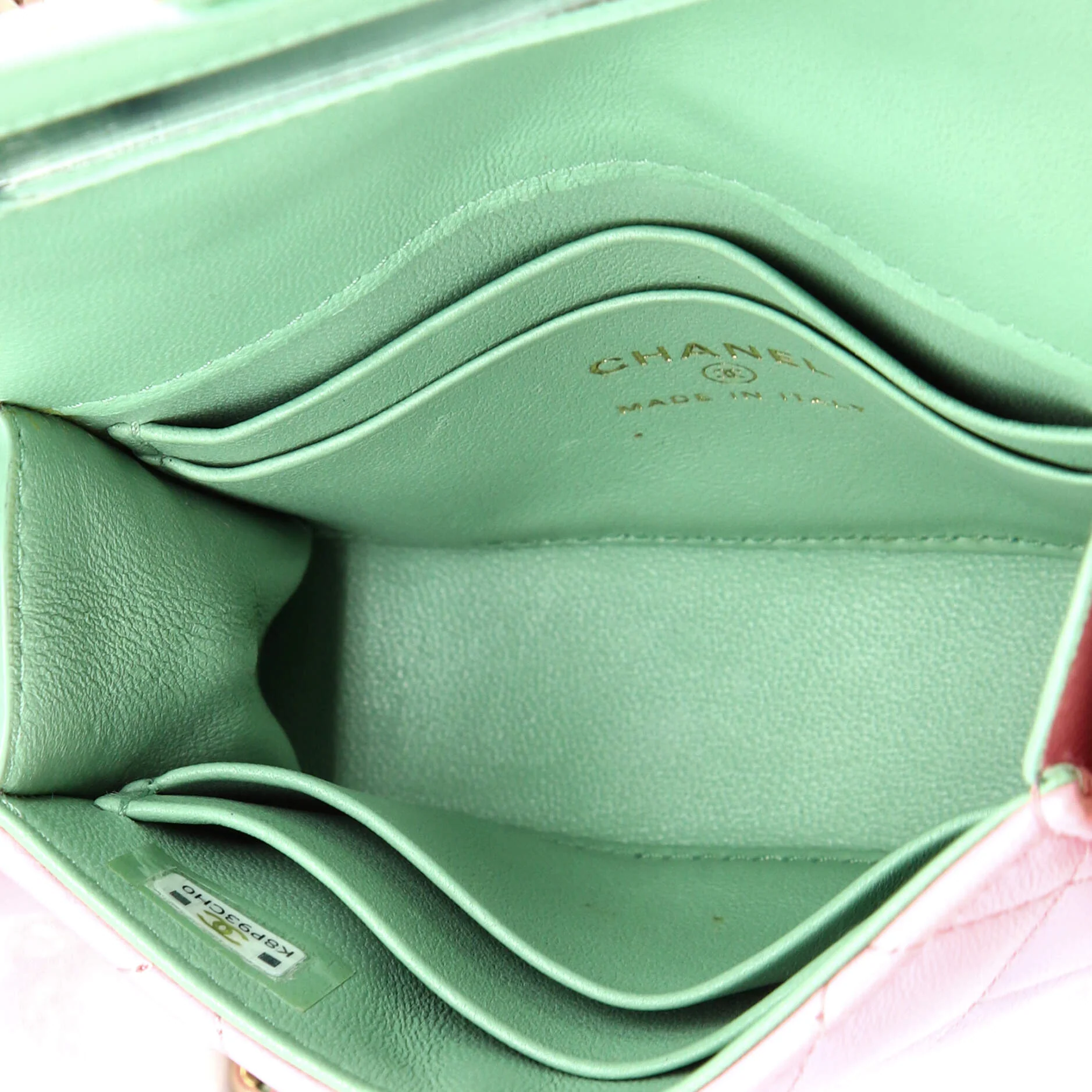 Square Classic Flap Top Handle Clutch with Chain Quilted Lambskin - Image 5