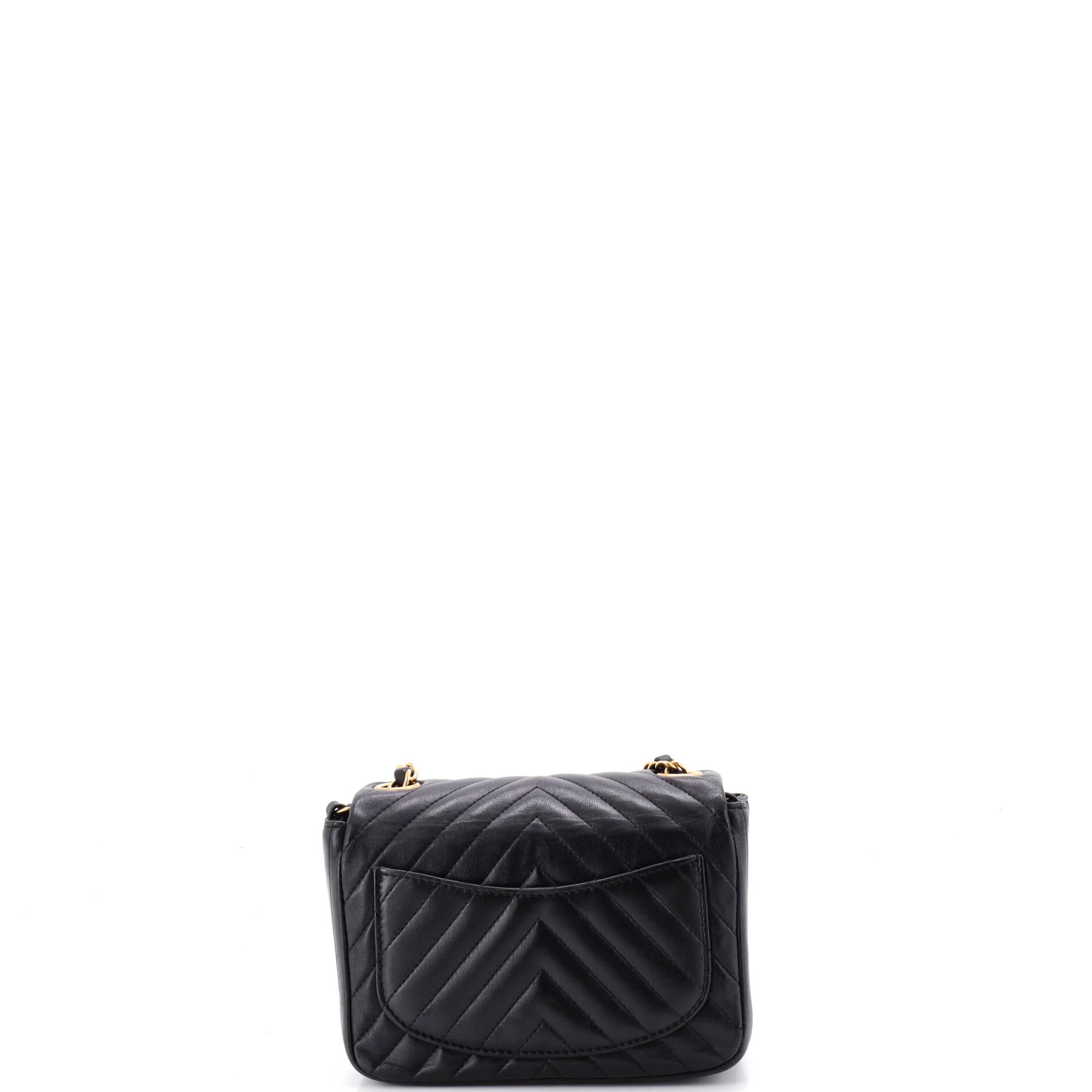 Square Classic Single Flap Bag Chevron Lambskin Mini - Image 3