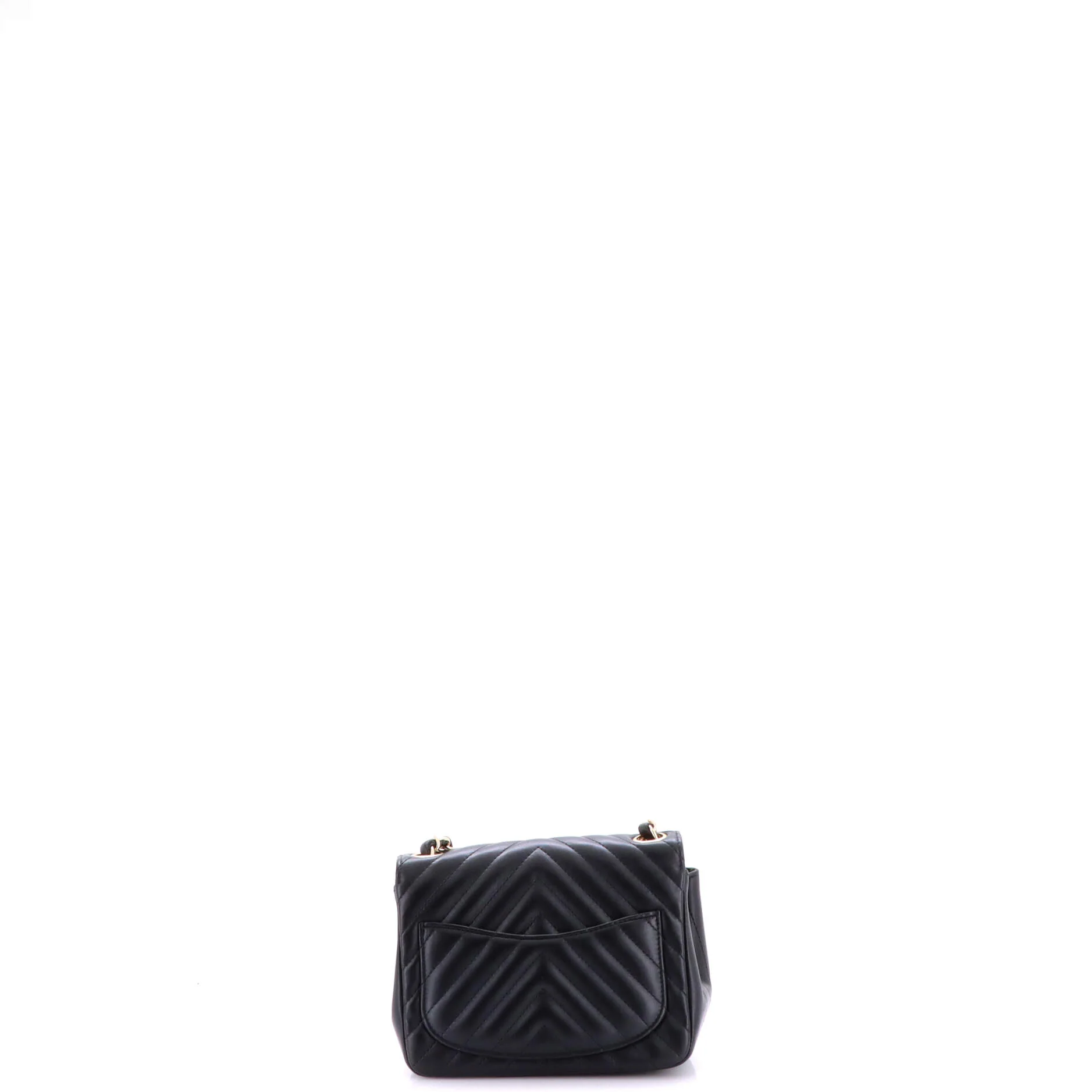 Square Classic Single Flap Bag Chevron Lambskin Mini - Image 4