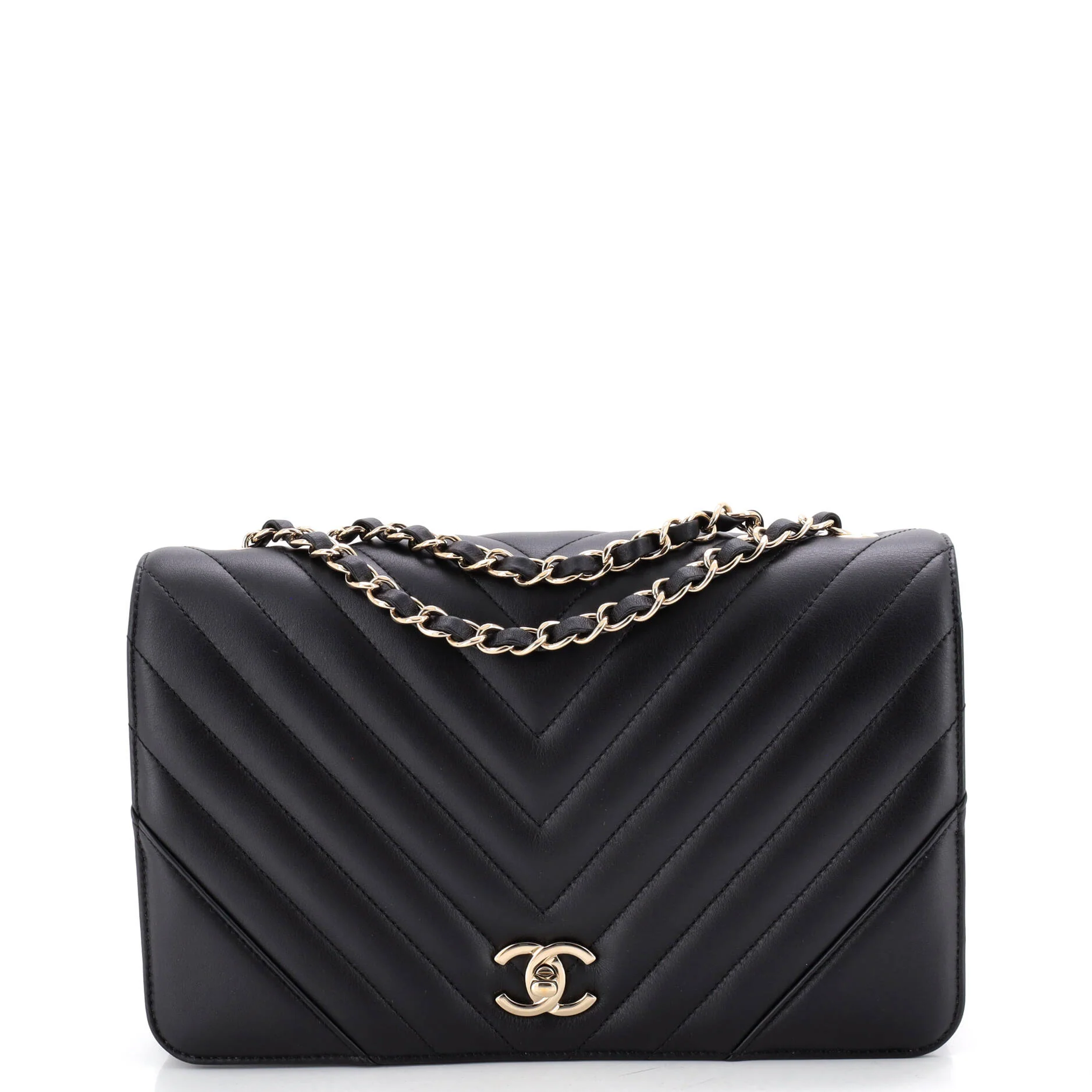 Statement Flap Bag Chevron Calfskin Medium