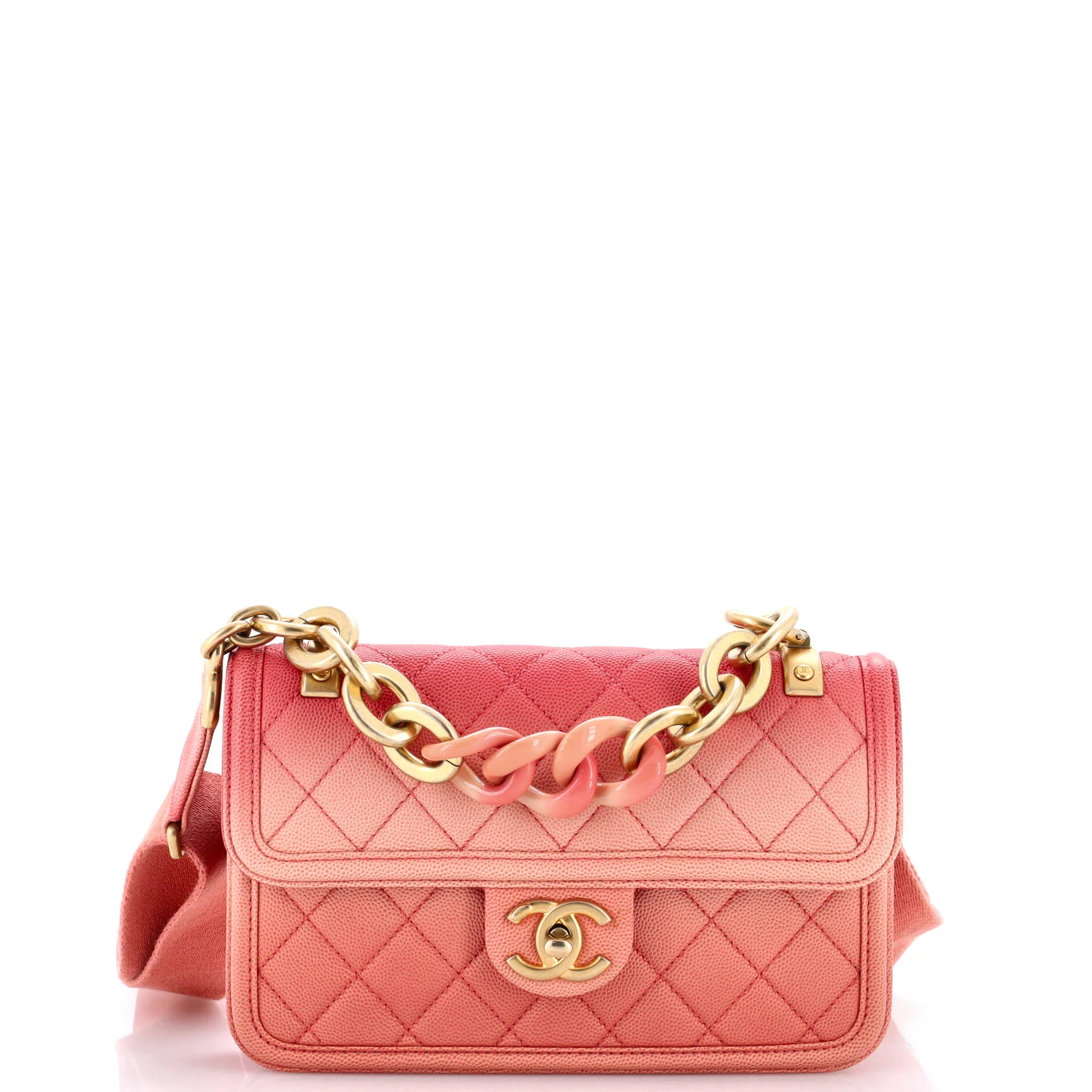Sunset On The Sea Flap Bag Quilted Caviar Small