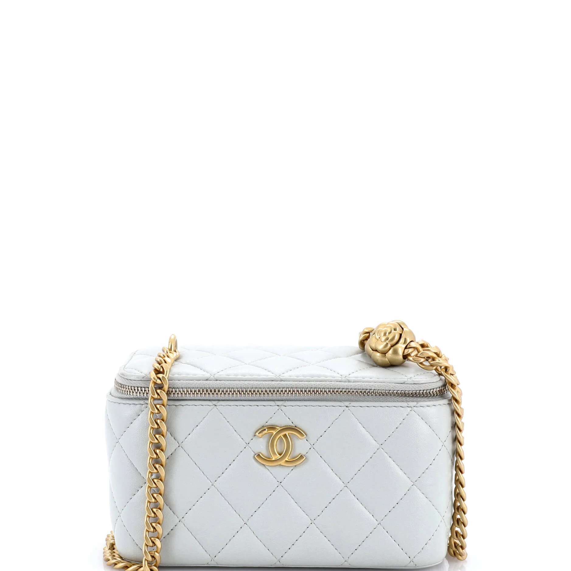 Sweet Camellia Vanity Case with Chain Quilted Lambskin Small