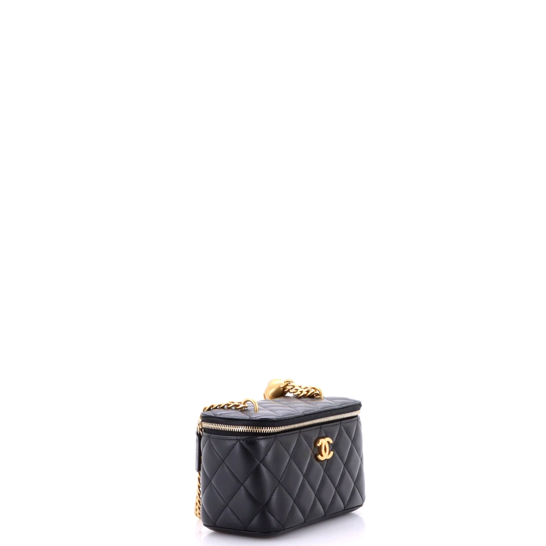 Sweet Heart Vanity Case with Chain Quilted Lambskin Small - Image 2