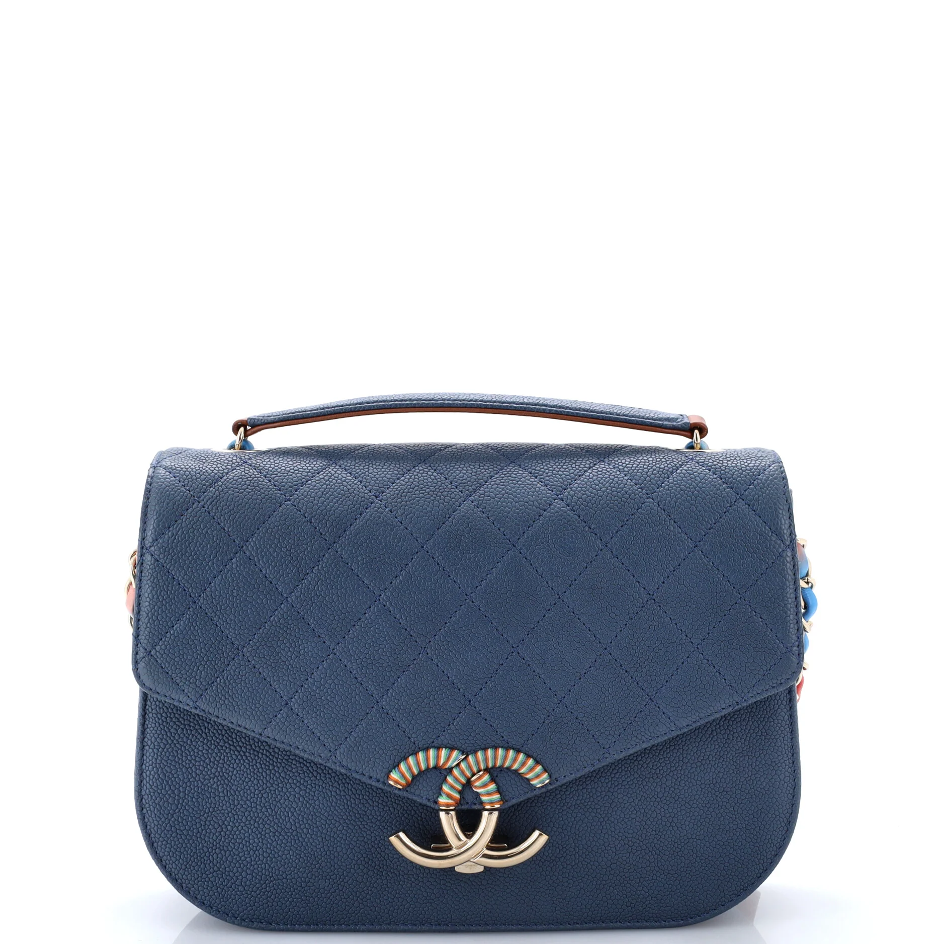 Thread Around Flap Bag Quilted Caviar Medium
