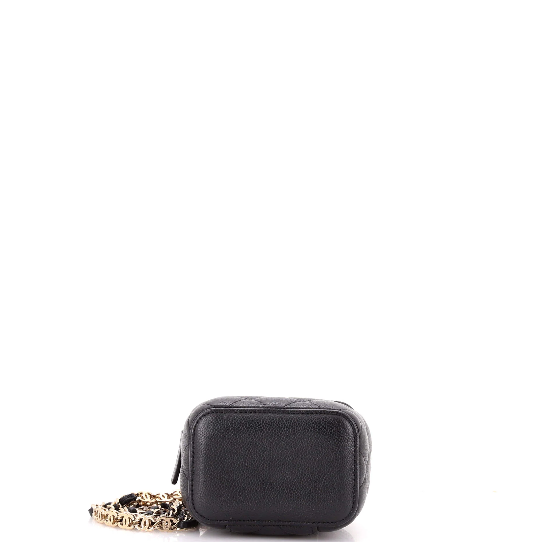 Tiny CC Link Vanity Case with Chain Quilted Caviar Mini - Image 5