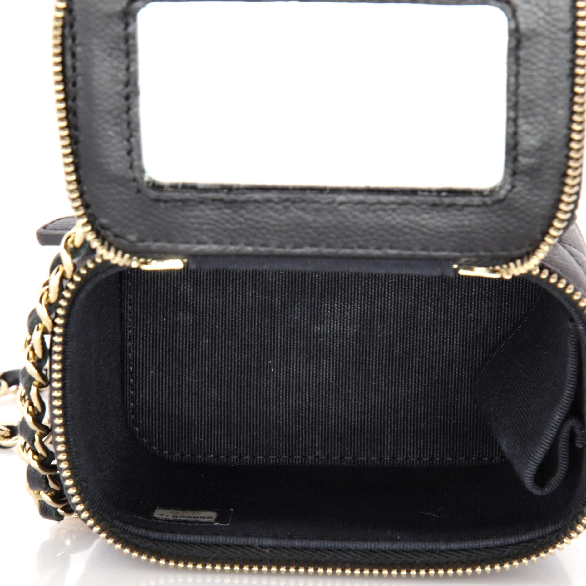 Tiny CC Link Vanity Case with Chain Quilted Caviar Mini - Image 6