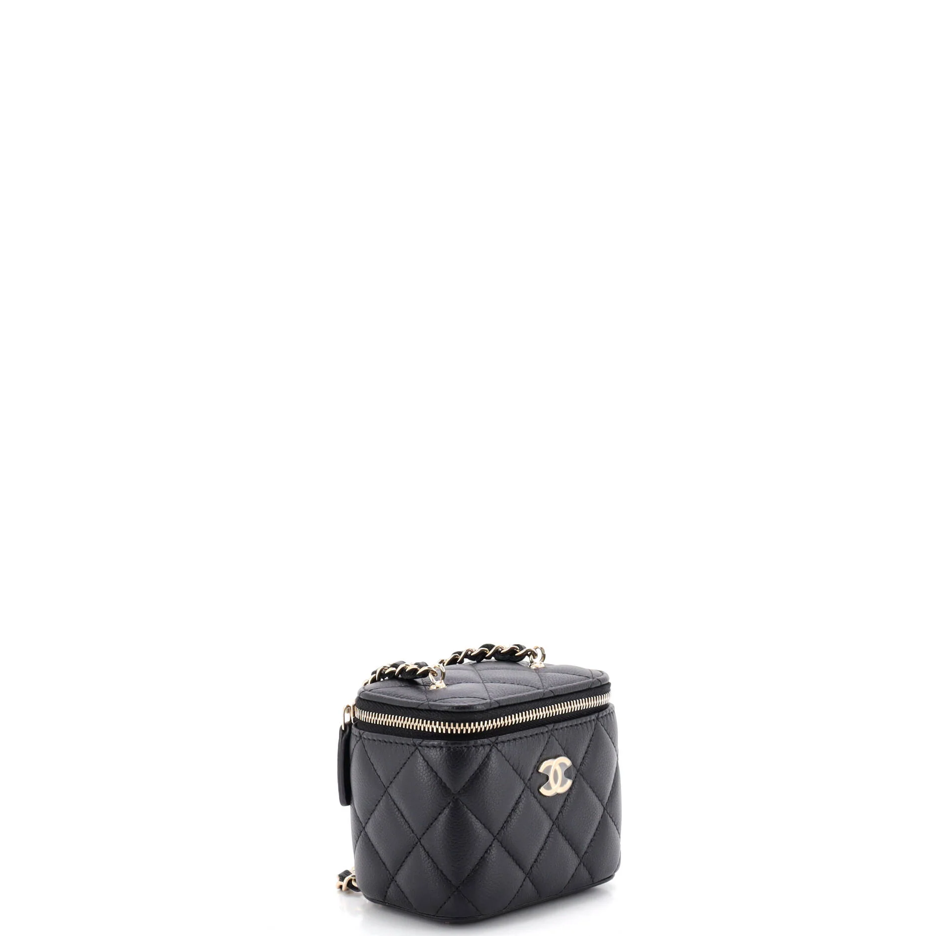 Tiny CC Link Vanity Case with Chain Quilted Caviar Mini - Image 2