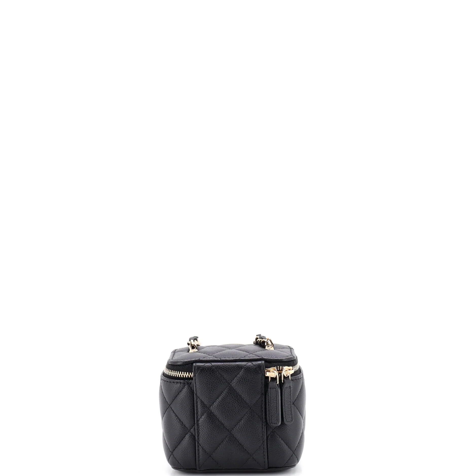 Tiny CC Link Vanity Case with Chain Quilted Caviar Mini - Image 3