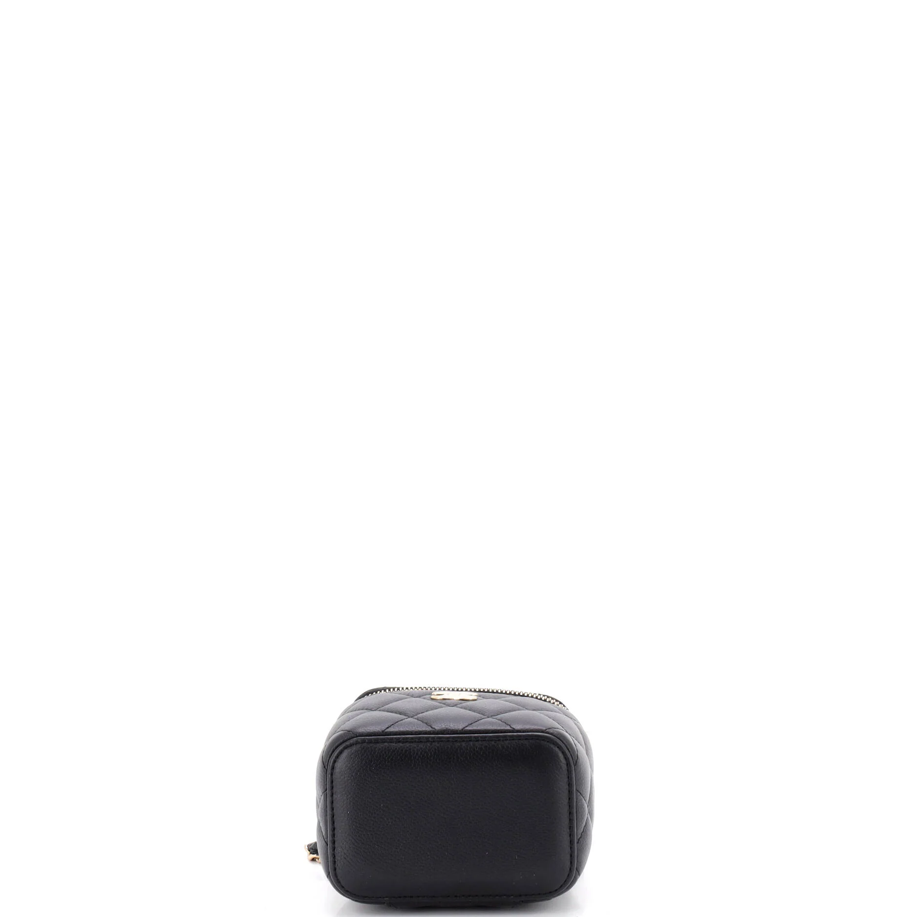 Tiny CC Link Vanity Case with Chain Quilted Caviar Mini - Image 4