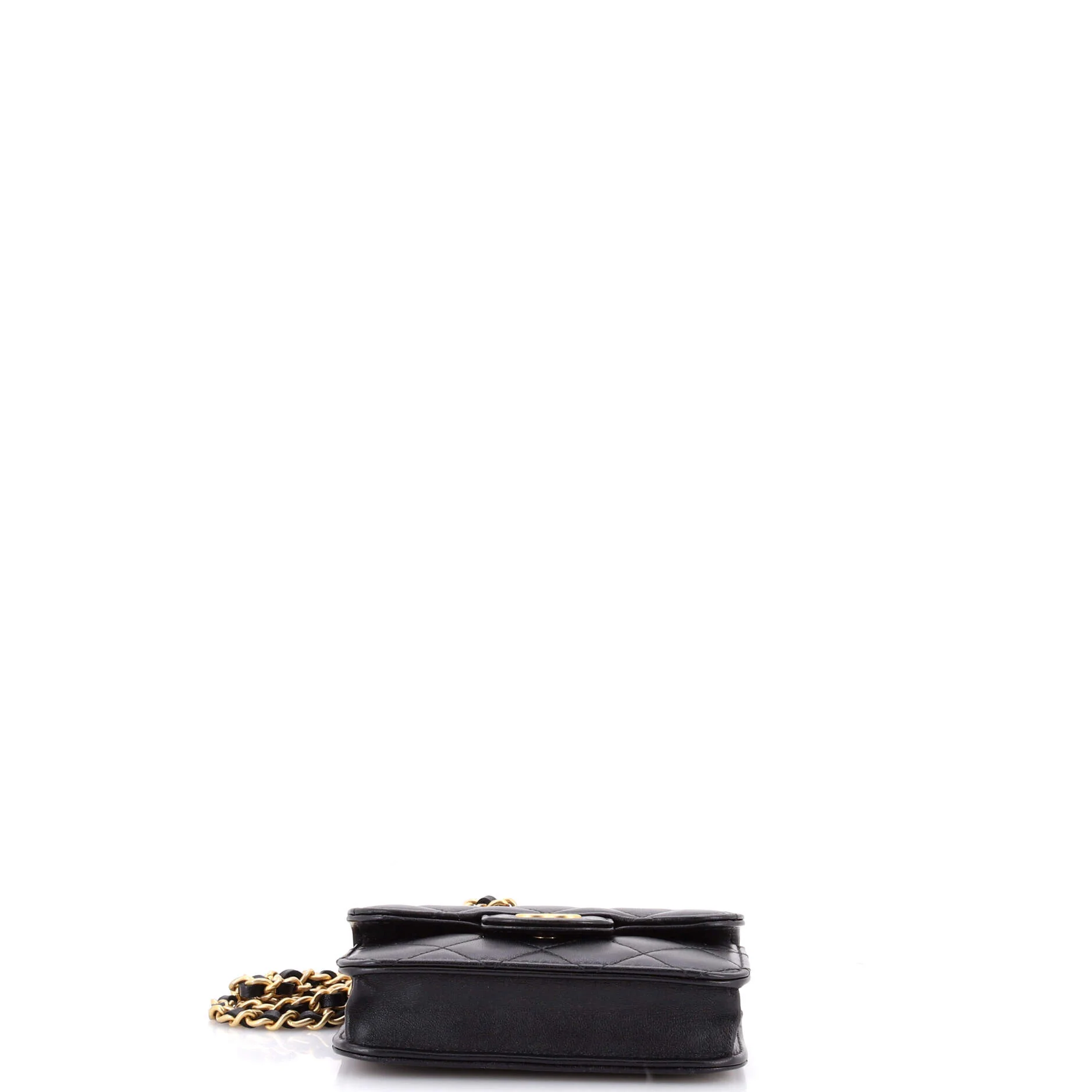 Top Handle Flap Coin Purse with Chain Quilted Lambskin - Image 4