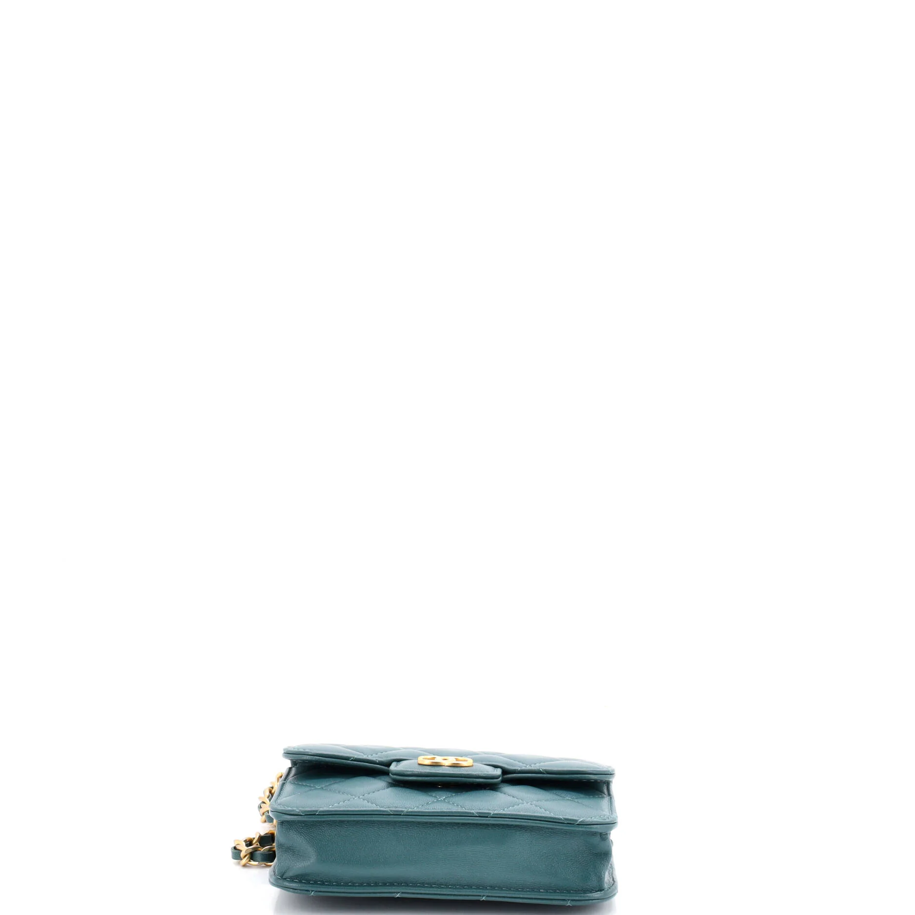 Top Handle Flap Coin Purse with Chain Quilted Lambskin - Image 4