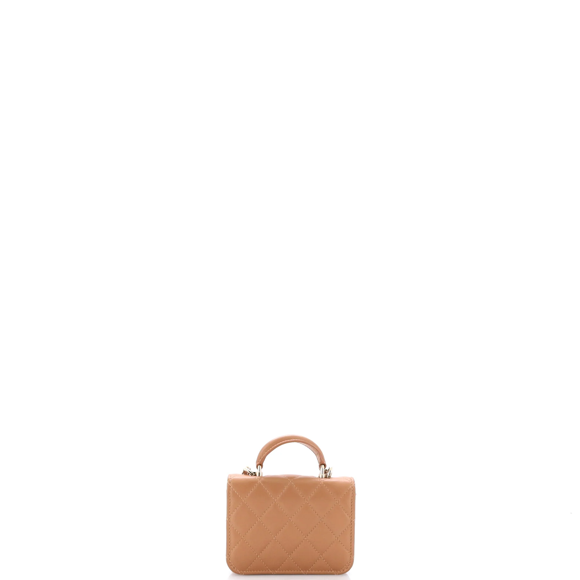 Top Handle Flap Coin Purse with Chain Quilted Lambskin - Image 3