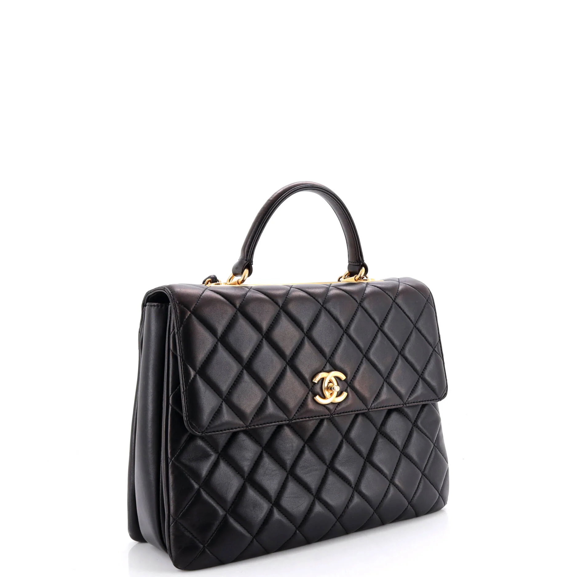 Trendy CC Top Handle Bag Quilted Lambskin Large - Image 2