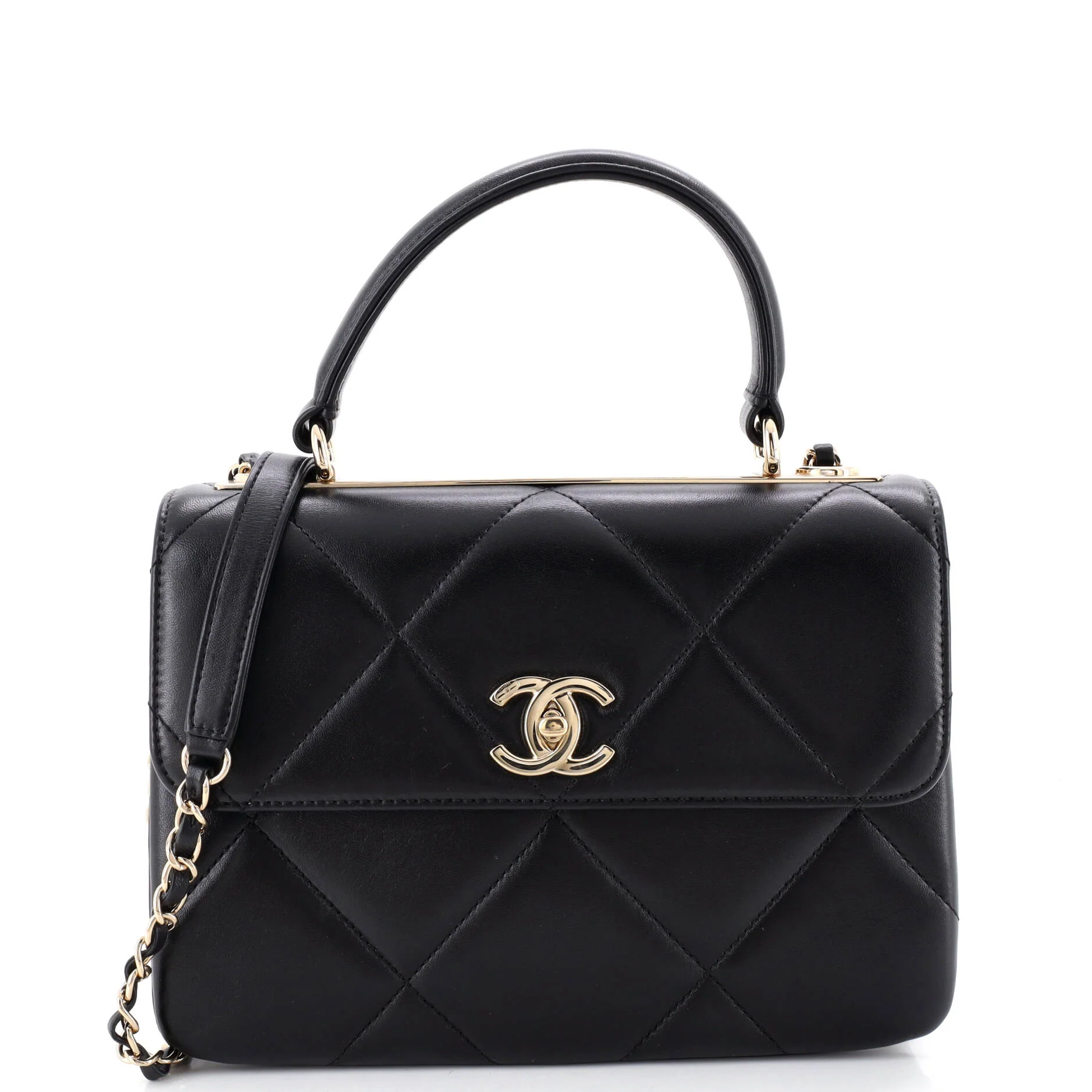 Trendy CC Top Handle Bag Quilted Lambskin Small