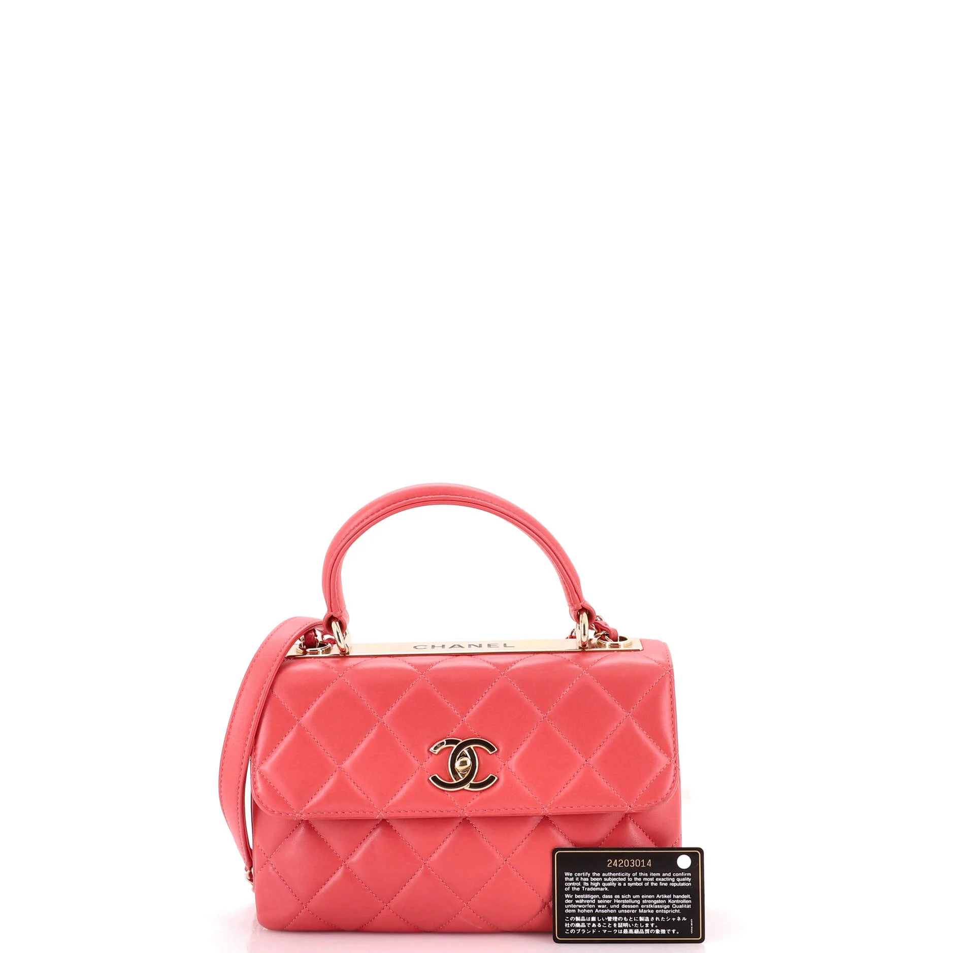 Trendy CC Top Handle Bag Quilted Lambskin Small - Image 2