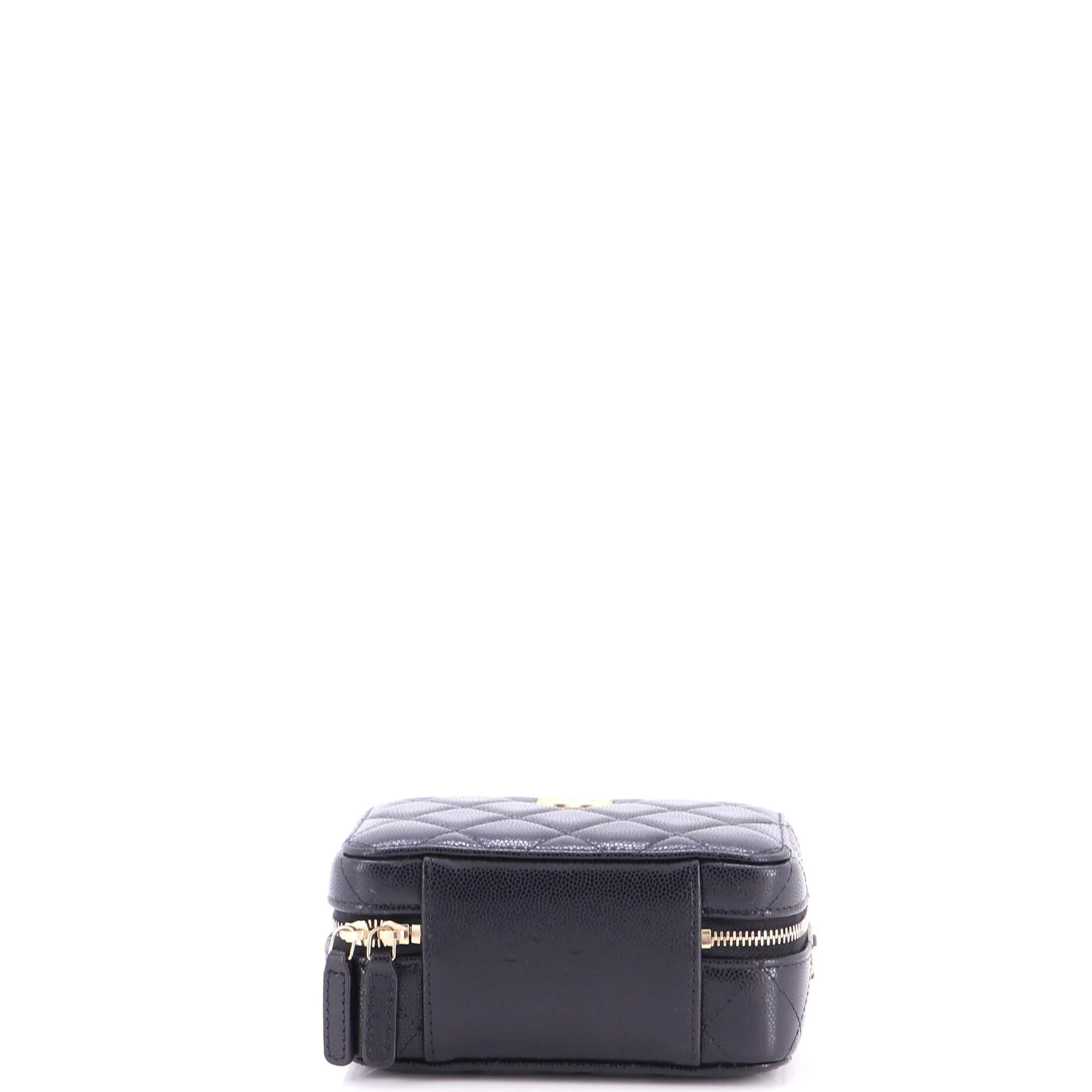 Twist Your Buttons Zip Around Vanity Case with Chain Quilted Caviar - Image 5