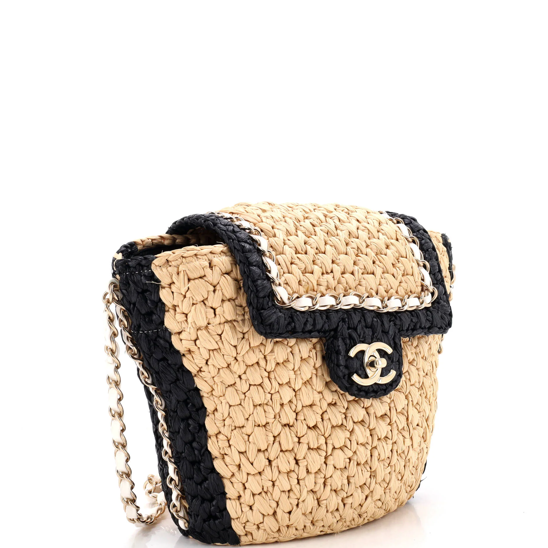 Venice Beach Basket Flap Bag Braided Raffia Small - Image 2