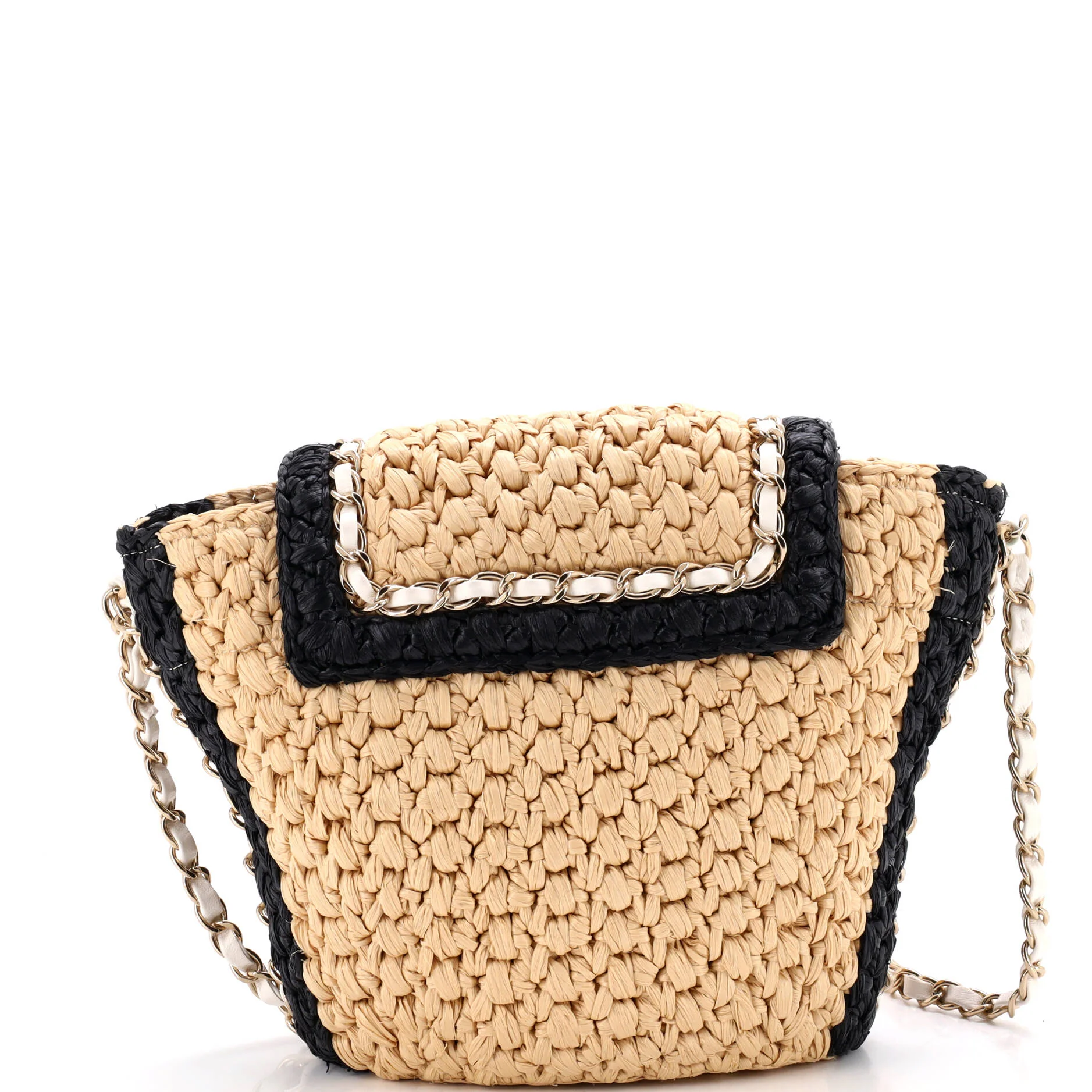 Venice Beach Basket Flap Bag Braided Raffia Small - Image 3