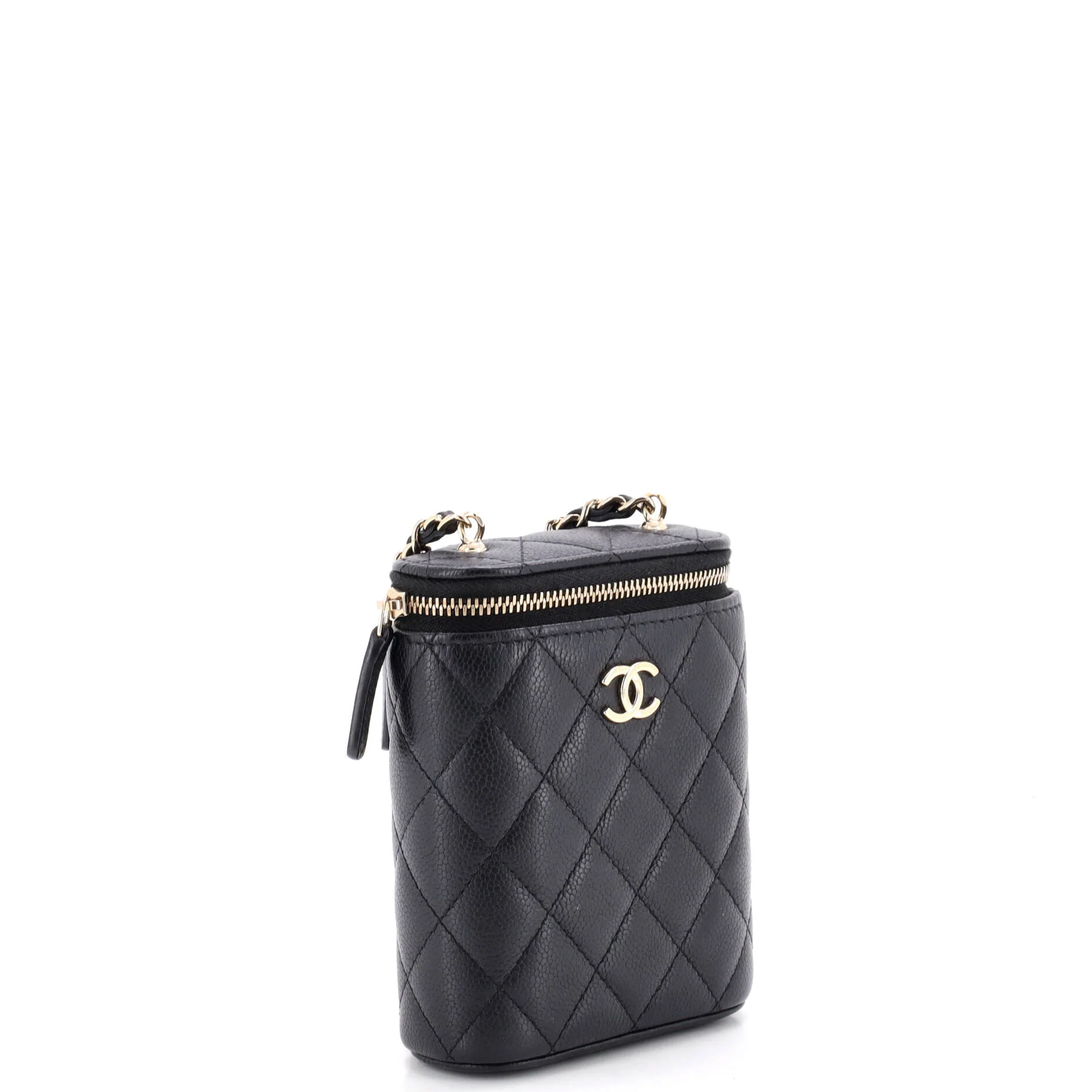 Vertical Classic Vanity Case with Chain Quilted Caviar Mini - Image 2