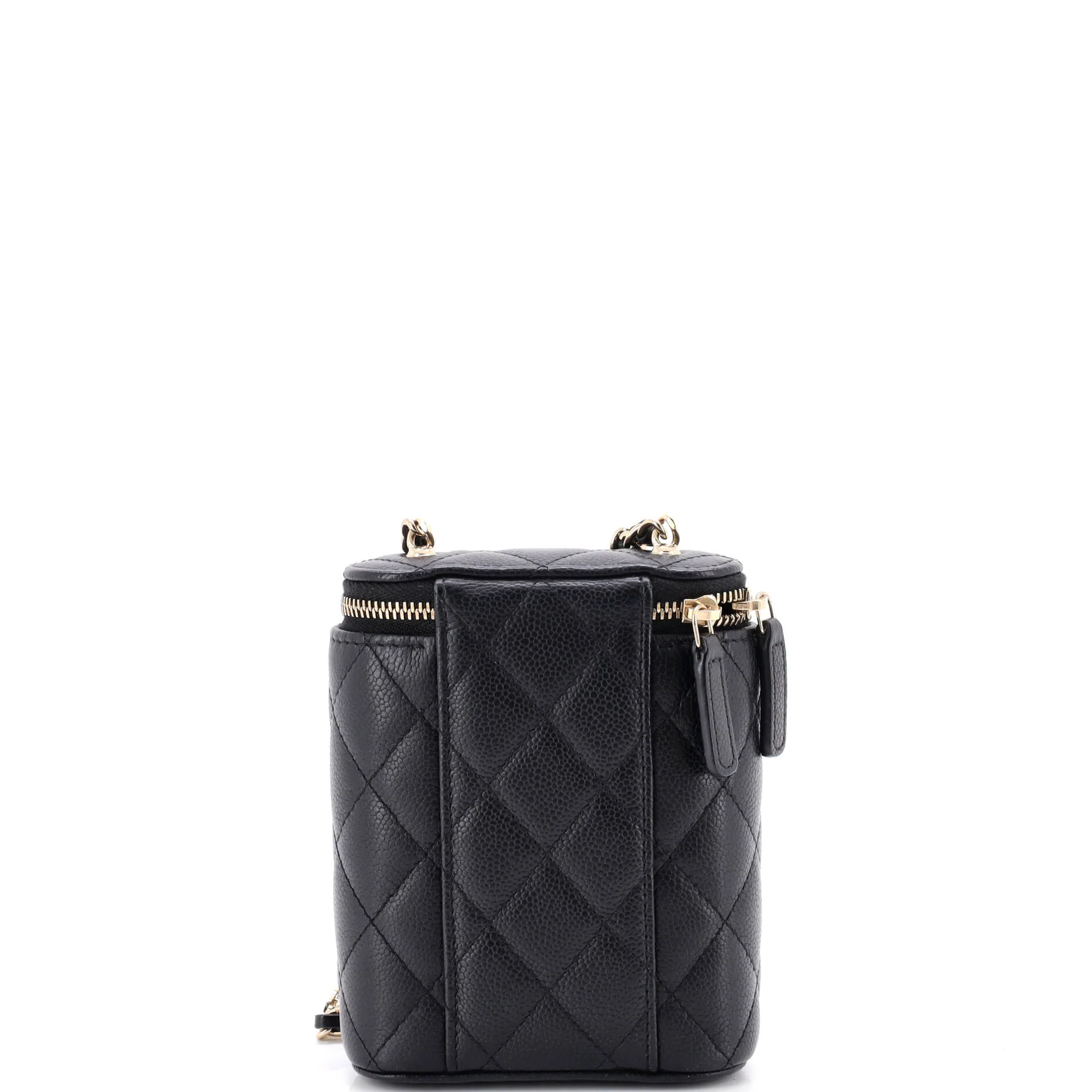 Vertical Classic Vanity Case with Chain Quilted Caviar Mini - Image 3