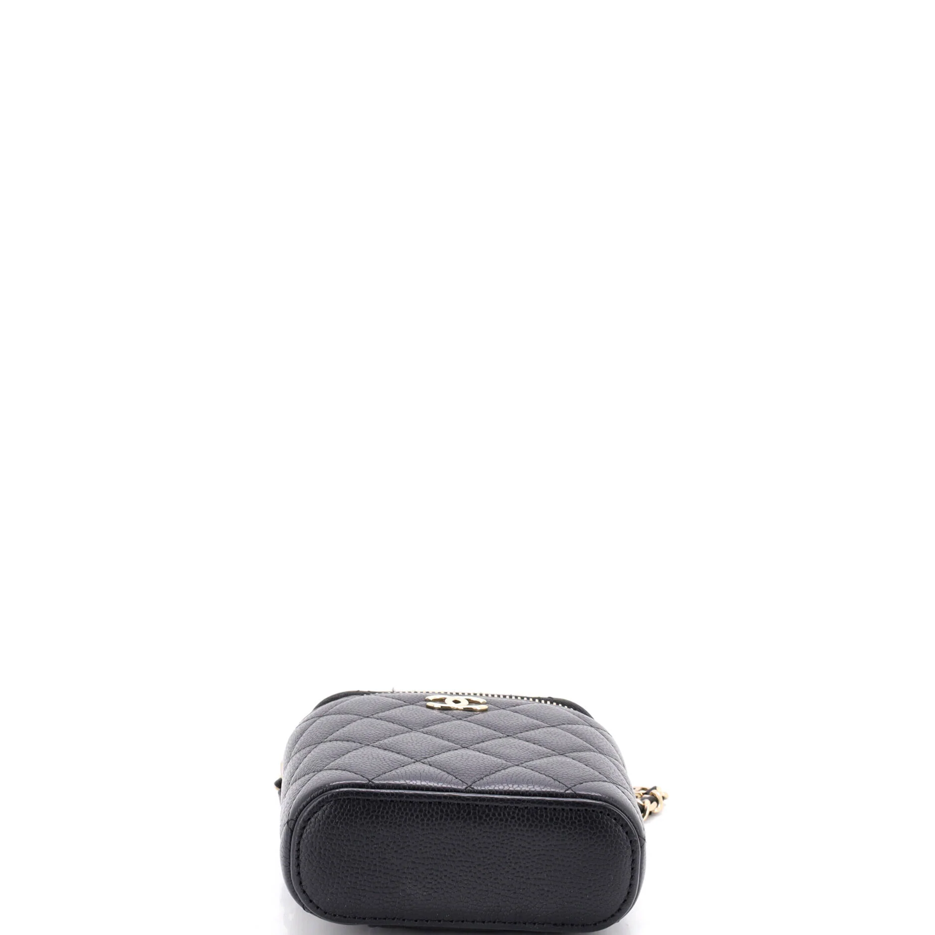 Vertical Classic Vanity Case with Chain Quilted Caviar Mini - Image 4