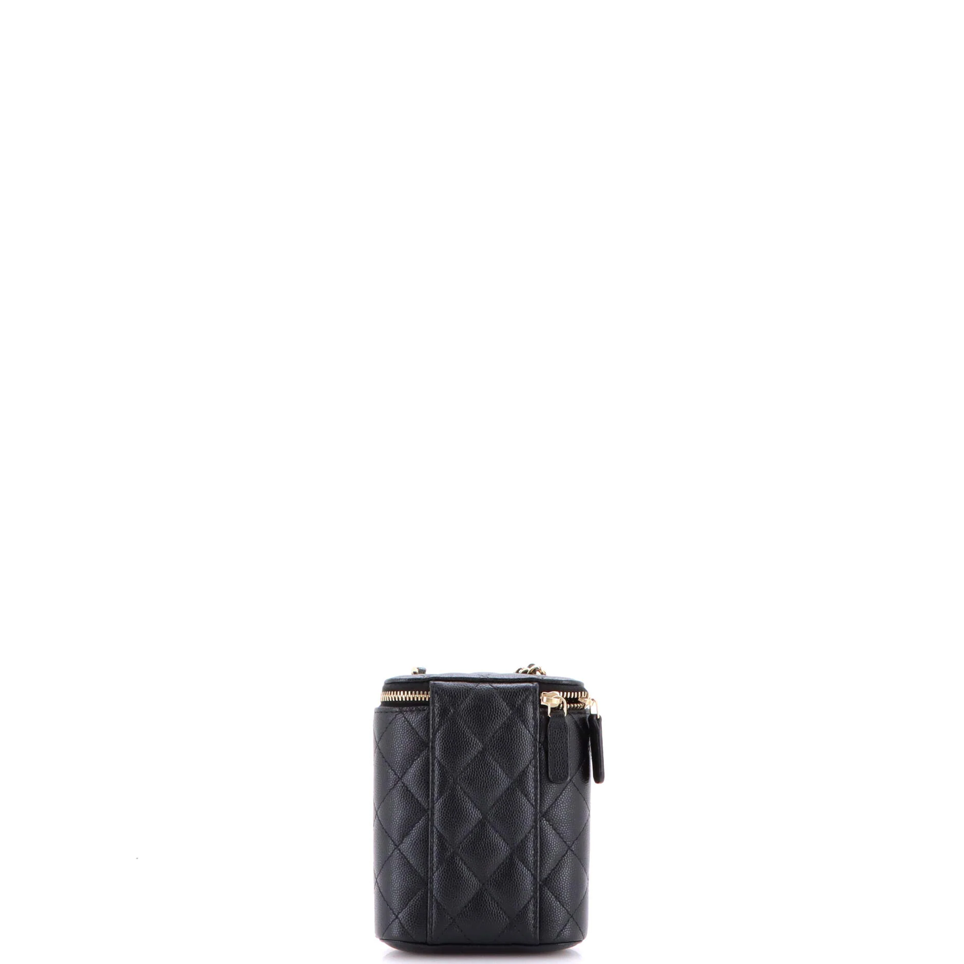 Vertical Classic Vanity Case with Chain Quilted Caviar Small - Image 4