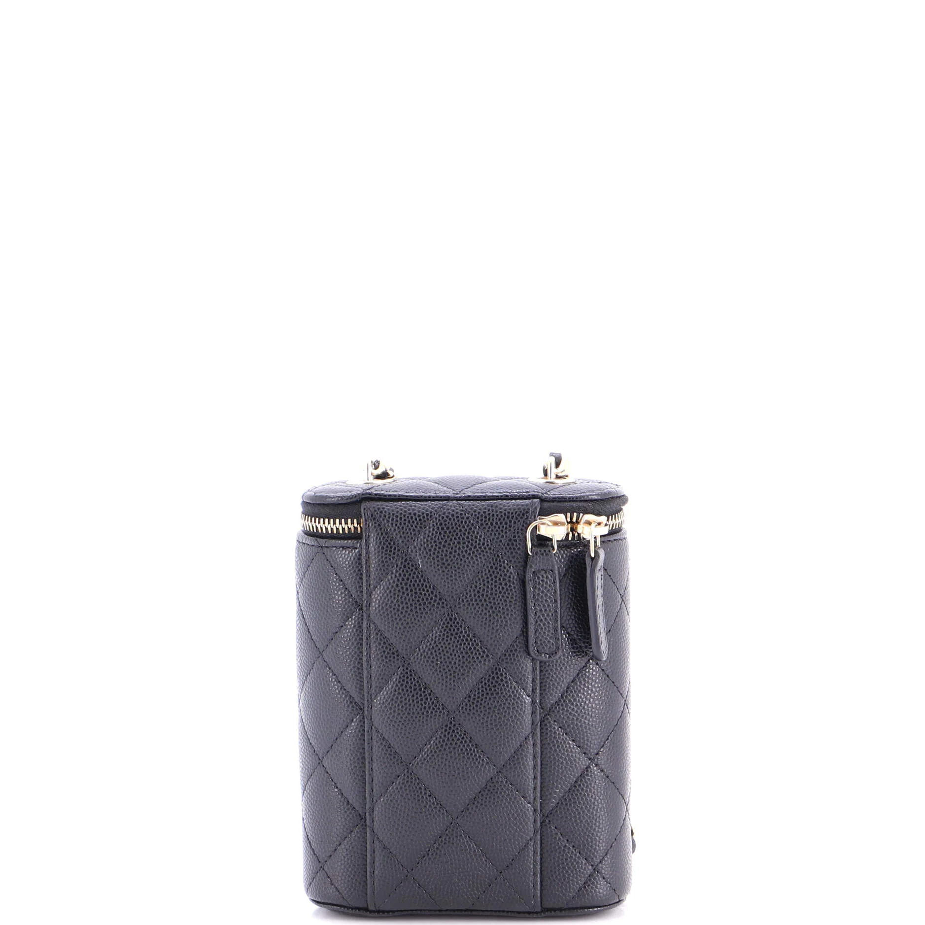 Vertical Classic Vanity Case with Chain Quilted Caviar Small - Image 3