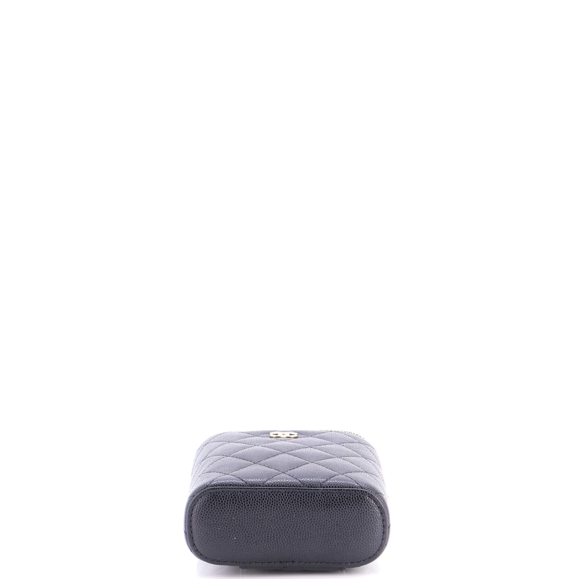 Vertical Classic Vanity Case with Chain Quilted Caviar Small - Image 4