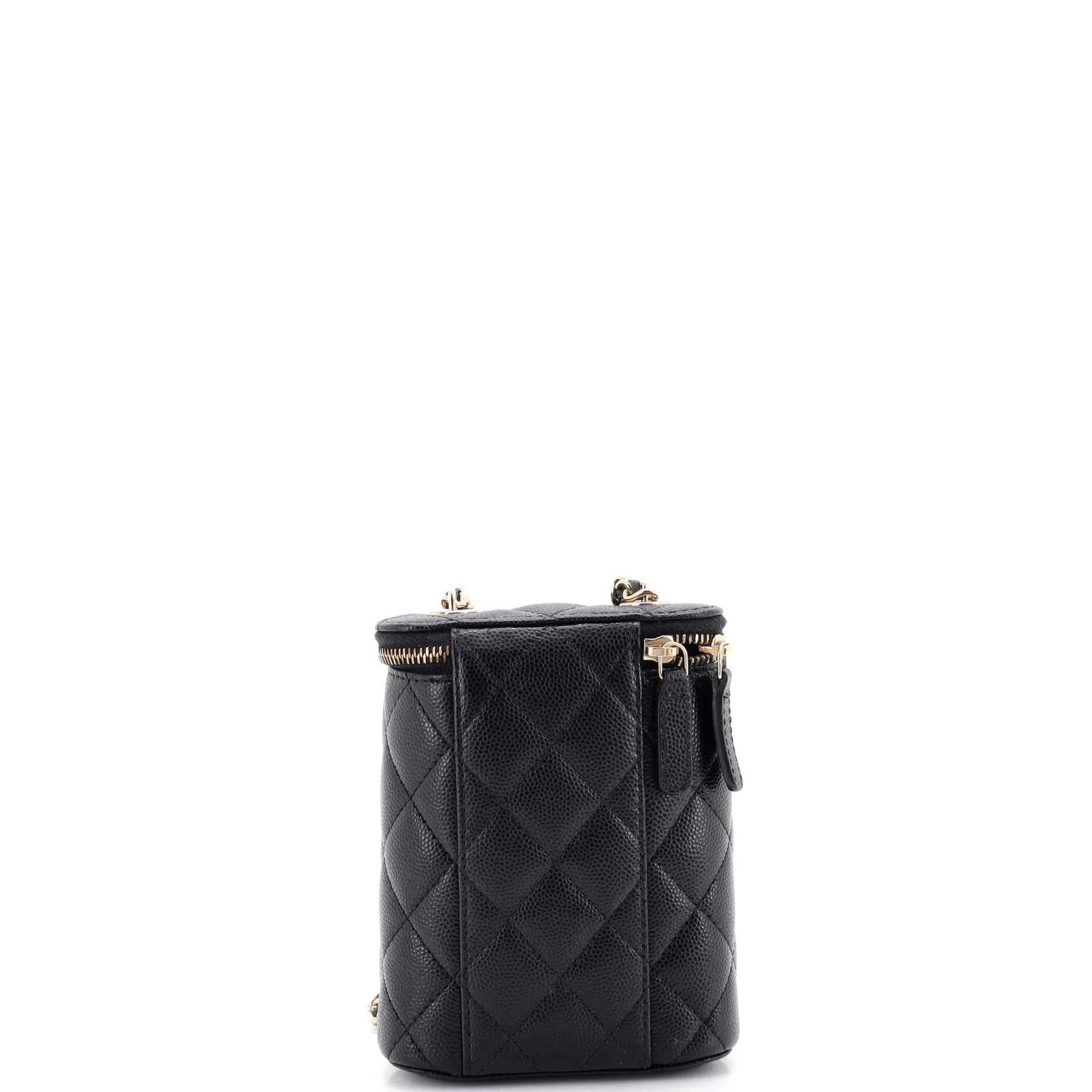 Vertical Classic Vanity Case with Chain Quilted Caviar Small - Image 4