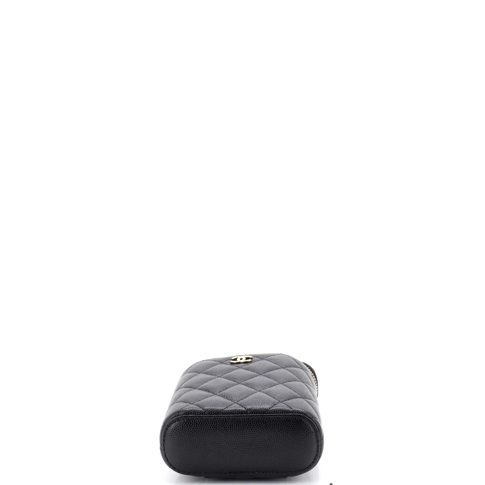 Vertical Classic Vanity Case with Chain Quilted Caviar Small - Image 5