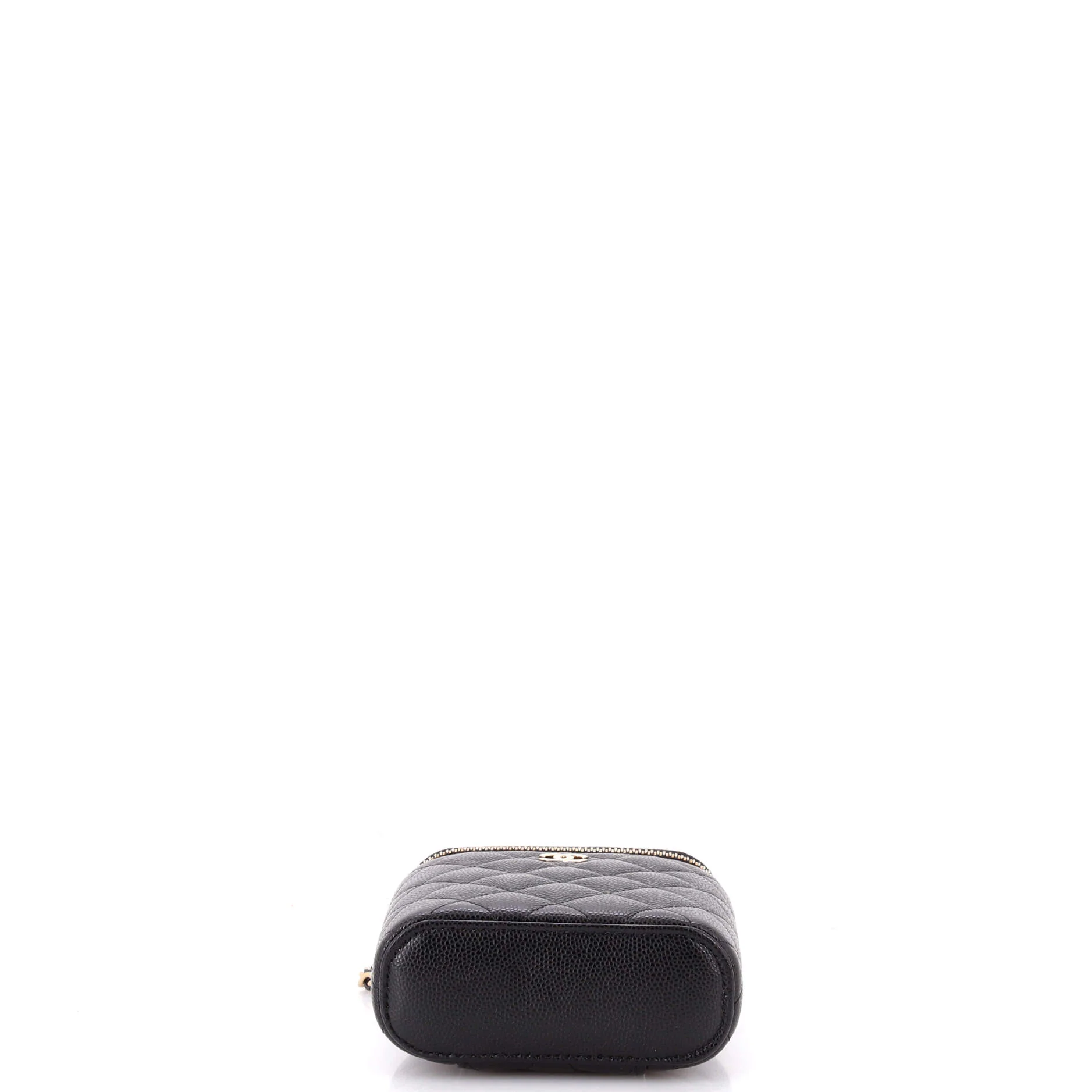 Vertical Classic Vanity Case with Chain Quilted Caviar Small - Image 4