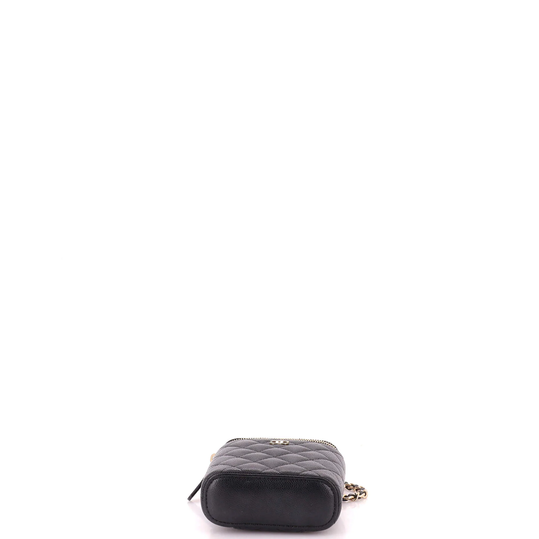 Vertical Classic Vanity Case with Chain Quilted Caviar Small - Image 4