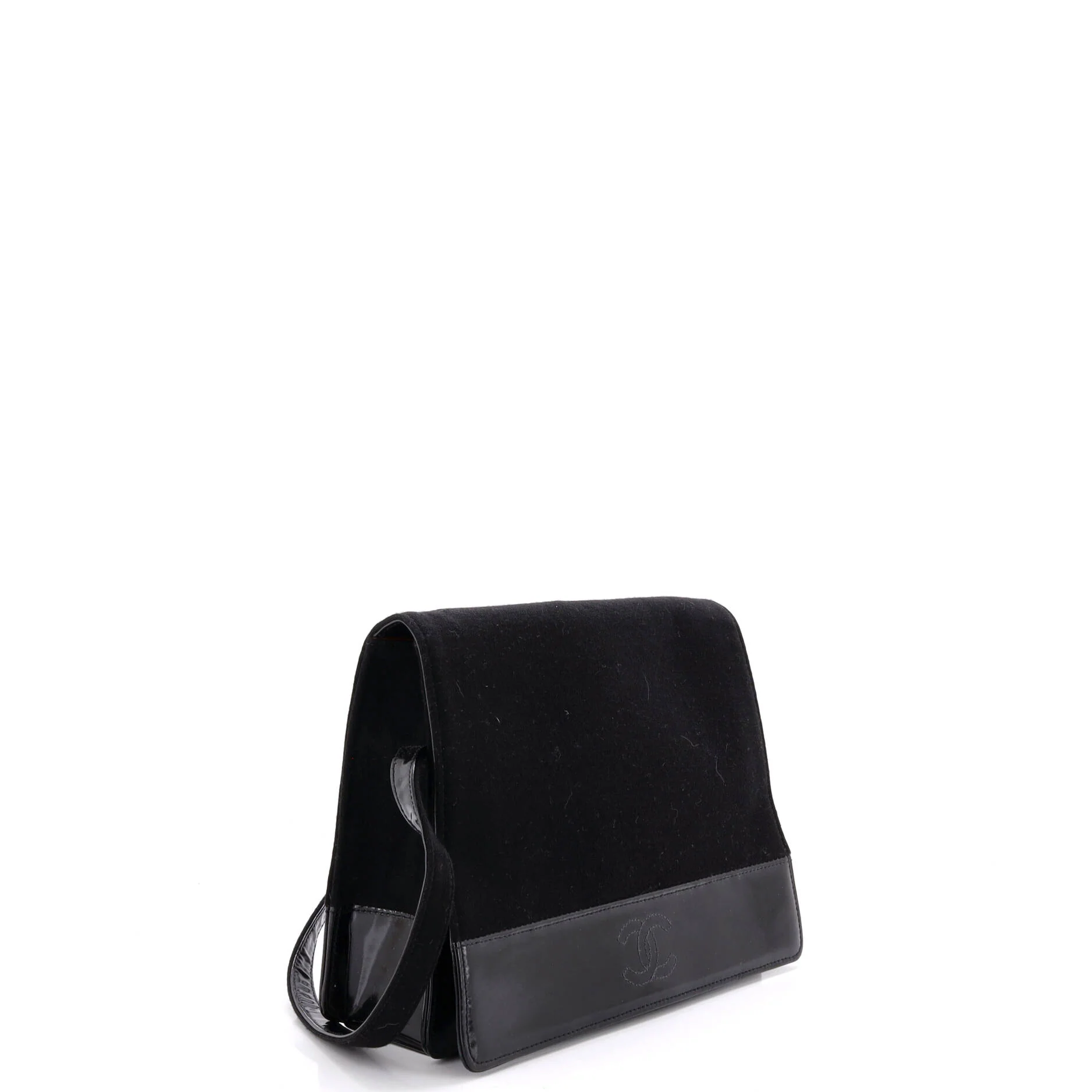 Vintage CC Flap Shoulder Bag Jersey with Patent Medium - Image 2