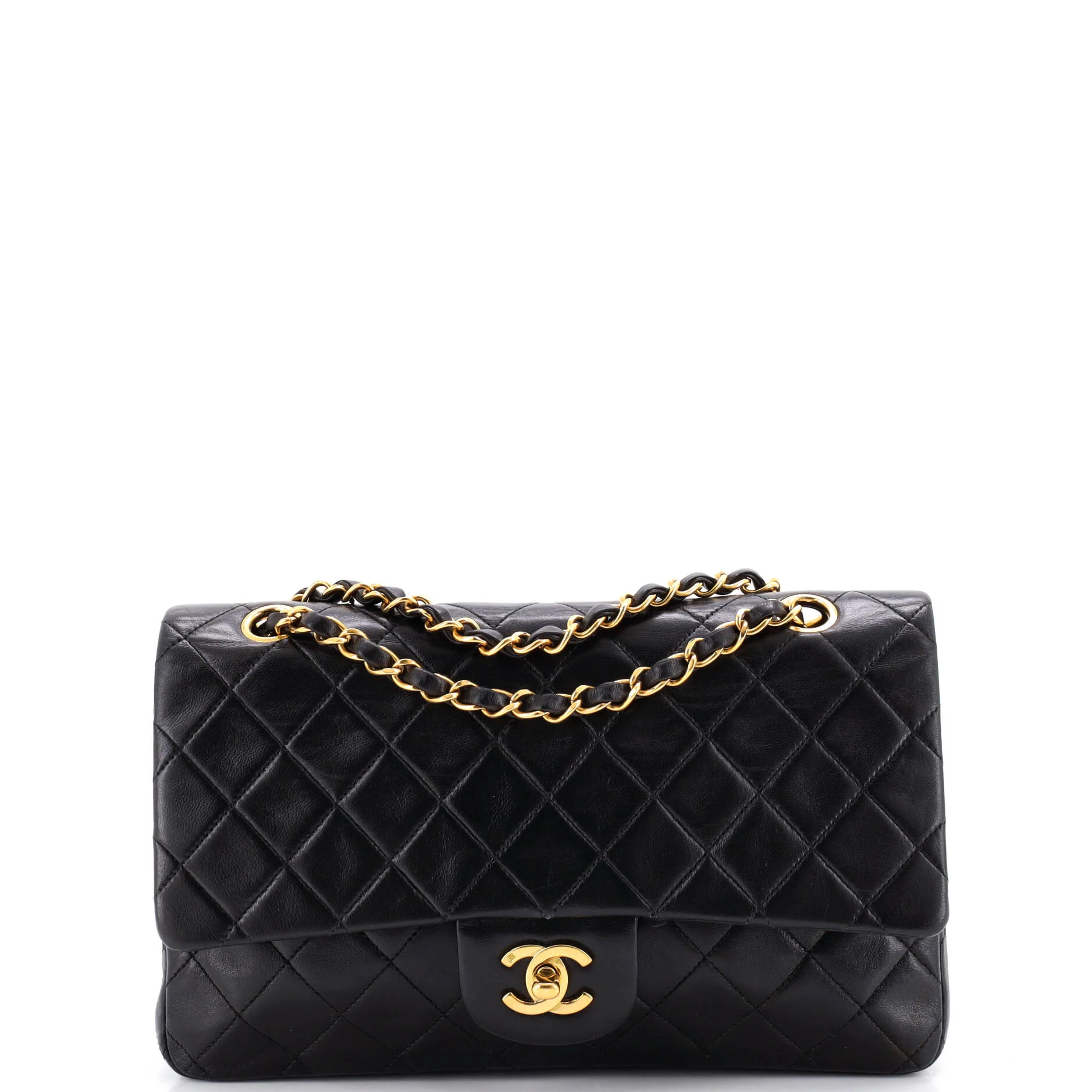 Vintage Classic Double Flap Bag Quilted Caviar Medium