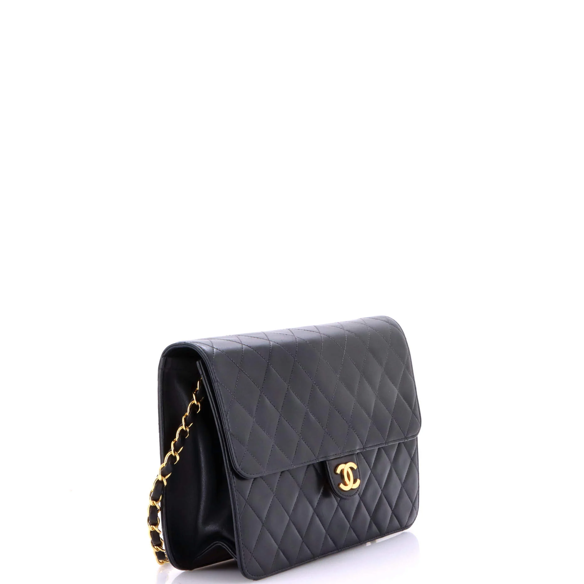 Vintage Clutch with Chain Quilted Leather Medium - Image 3