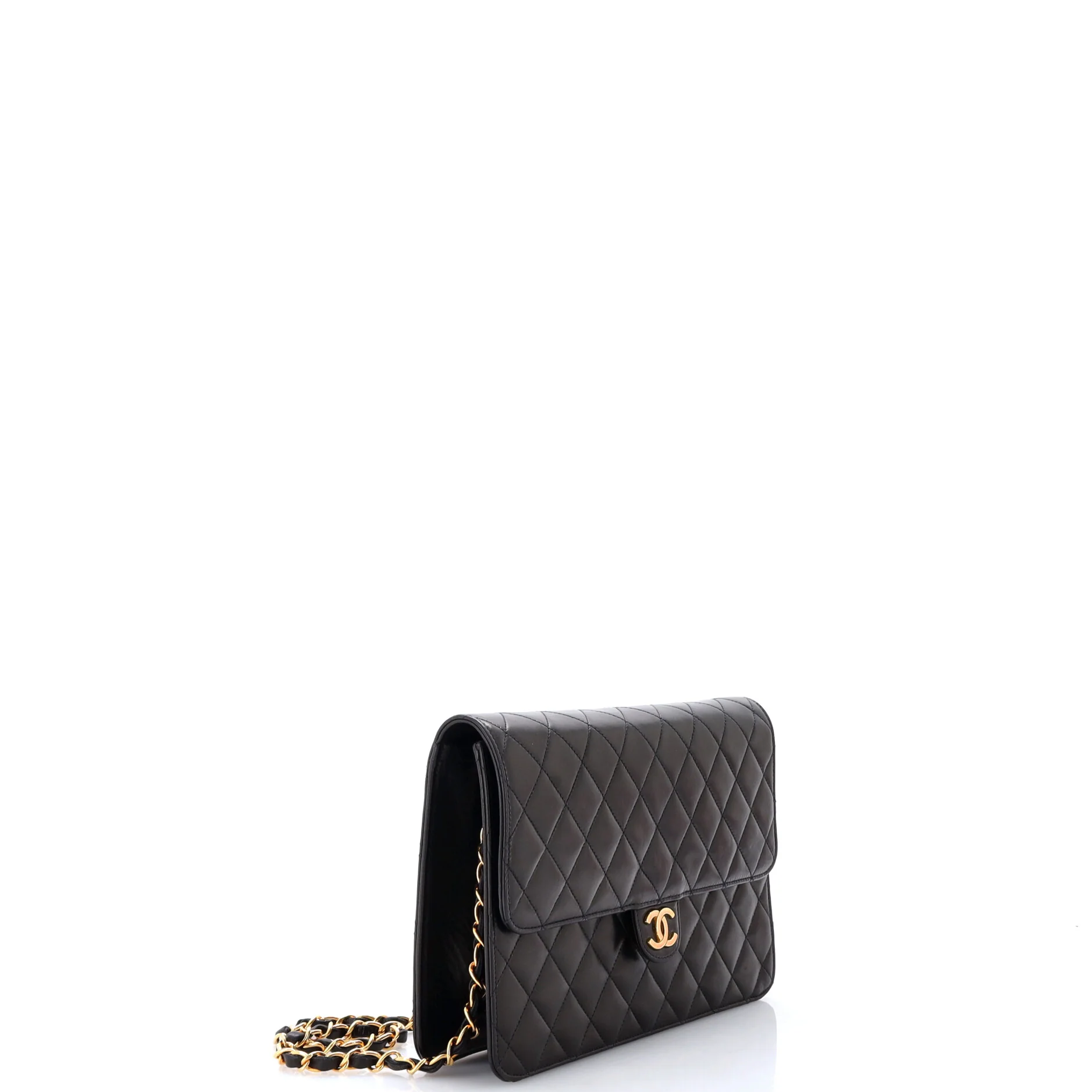 Vintage Clutch with Chain Quilted Leather Medium - Image 2