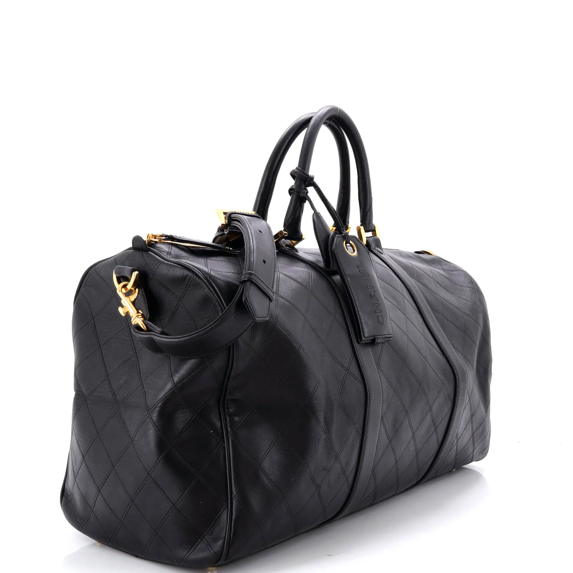 Vintage Diamond Stitch Boston Bag Quilted Lambskin Large - Image 2