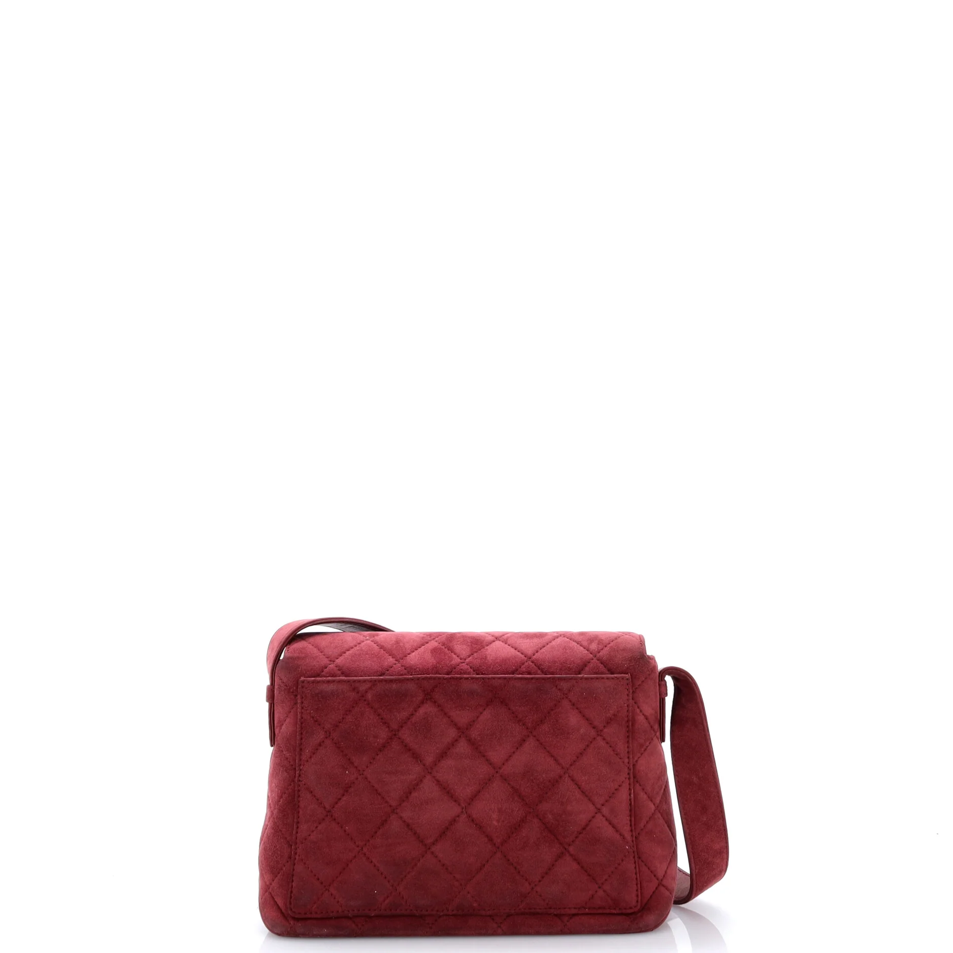 Vintage Flap Shoulder Bag Quilted Suede Medium - Image 3