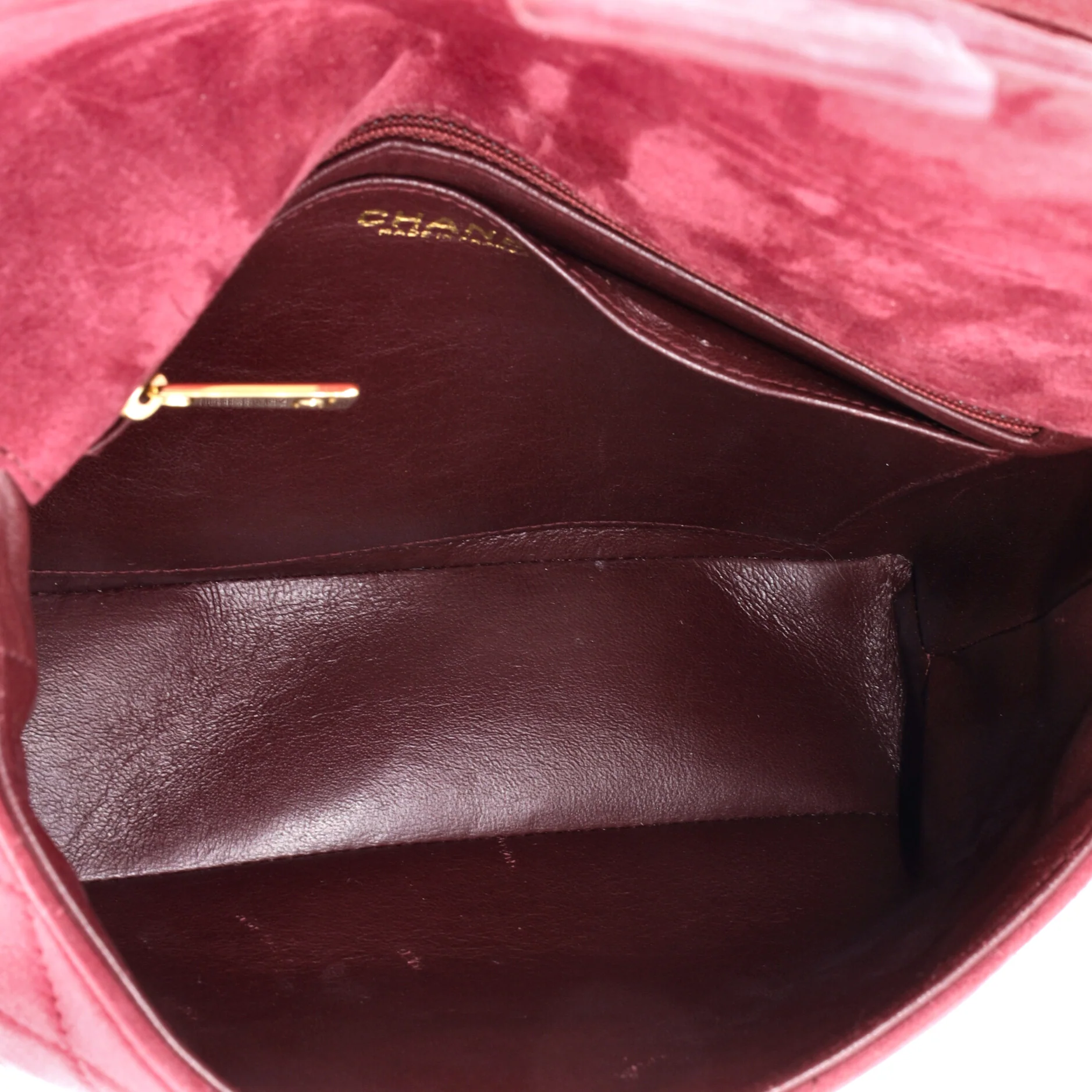 Vintage Flap Shoulder Bag Quilted Suede Medium - Image 5