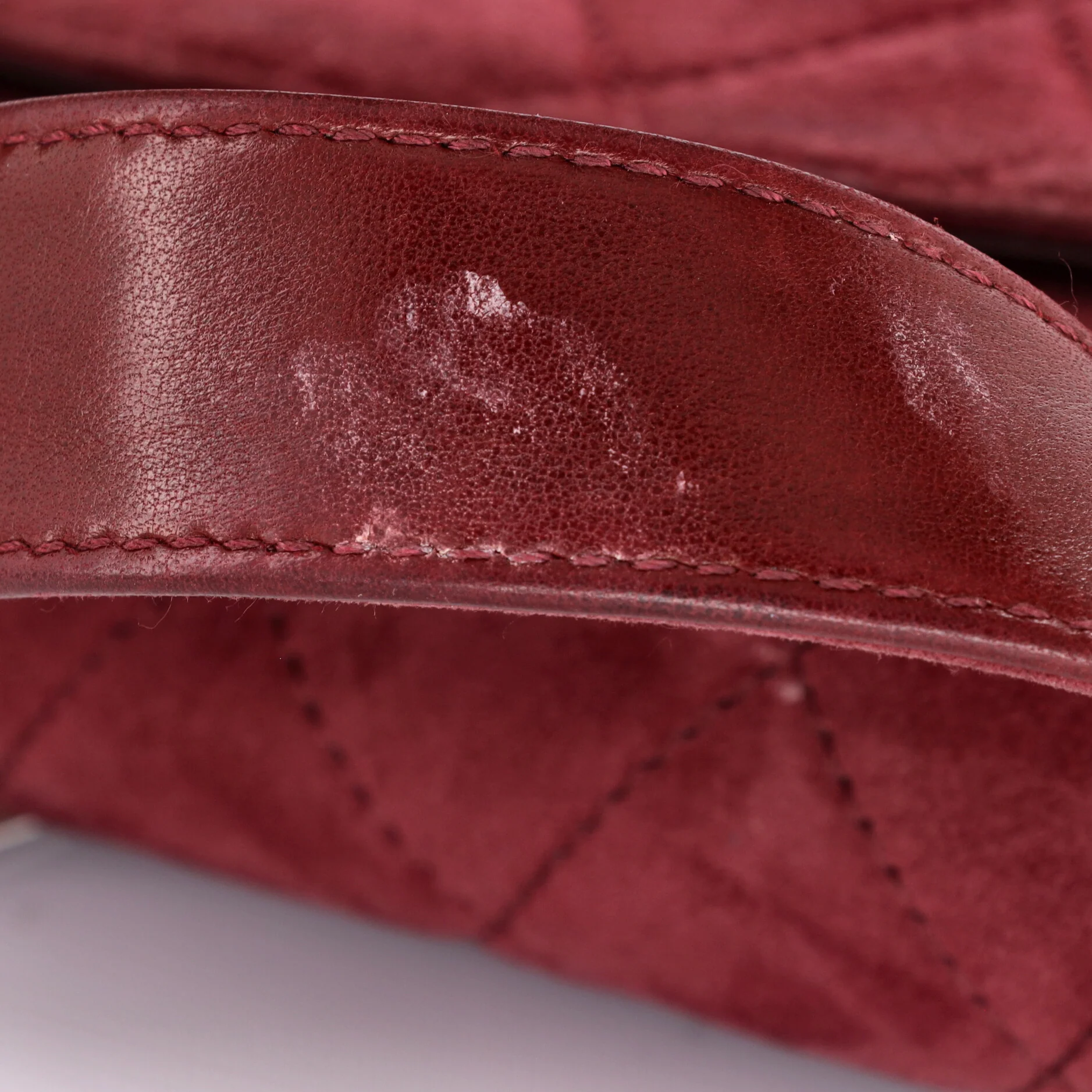 Vintage Flap Shoulder Bag Quilted Suede Medium - Image 7